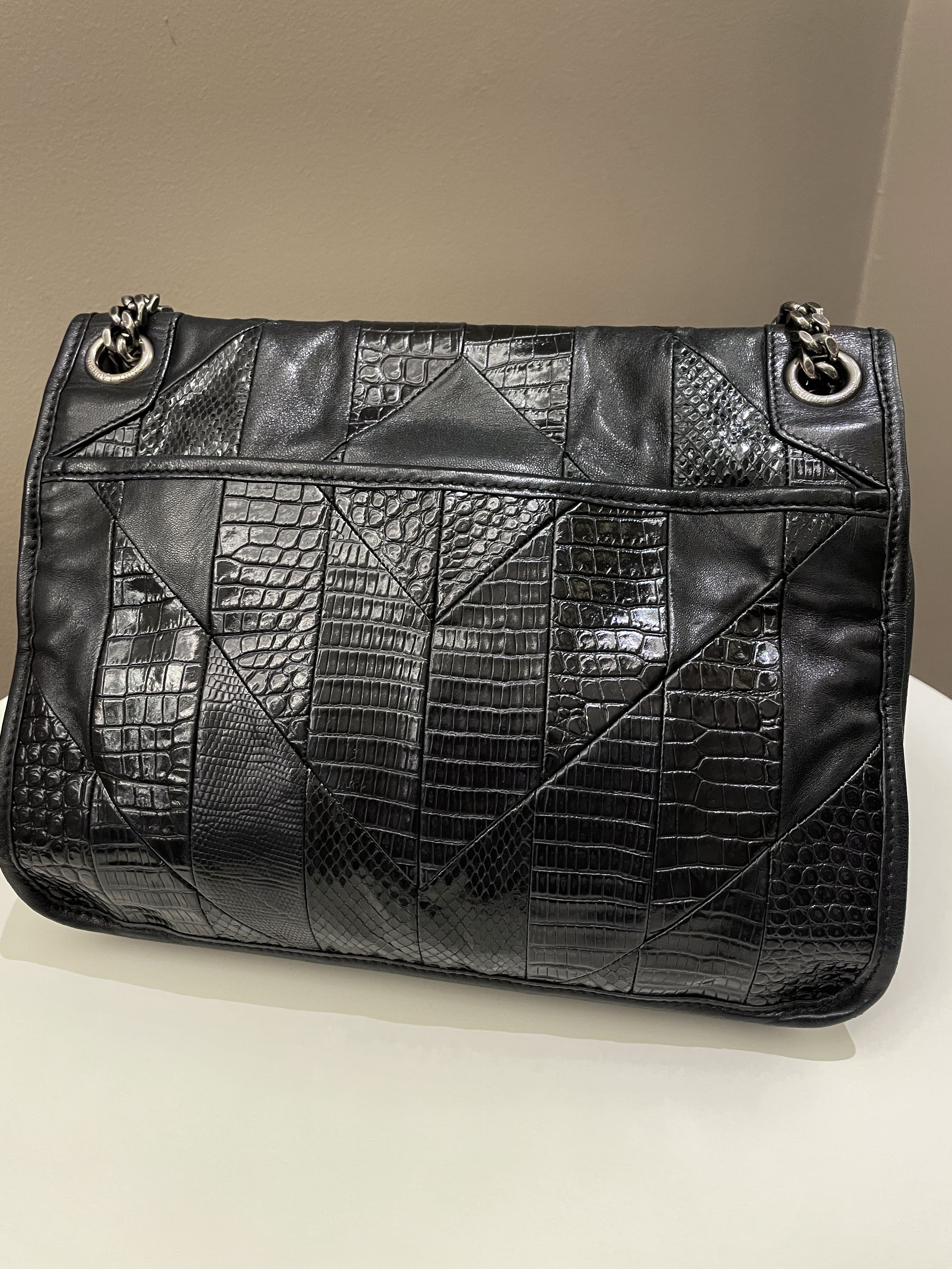 Saint Laurent Niki Patchwork Shoulder Bag Black