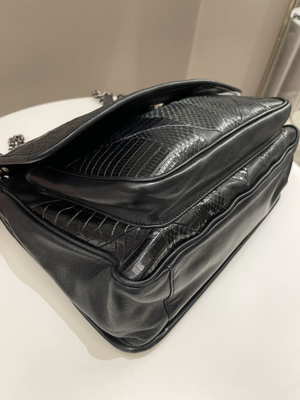 Saint Laurent Niki Patchwork Shoulder Bag Black