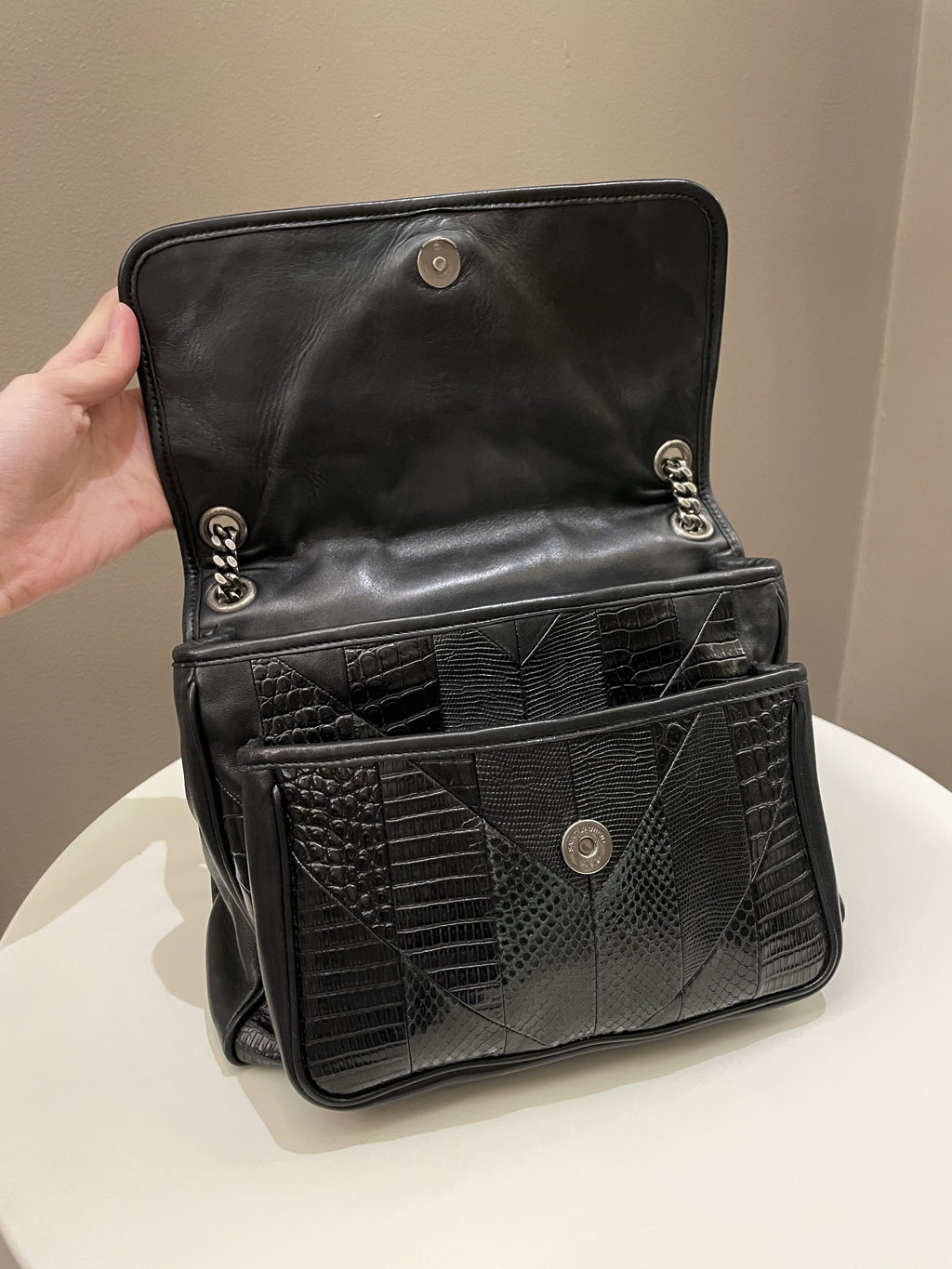 Saint Laurent Niki Patchwork Shoulder Bag Black