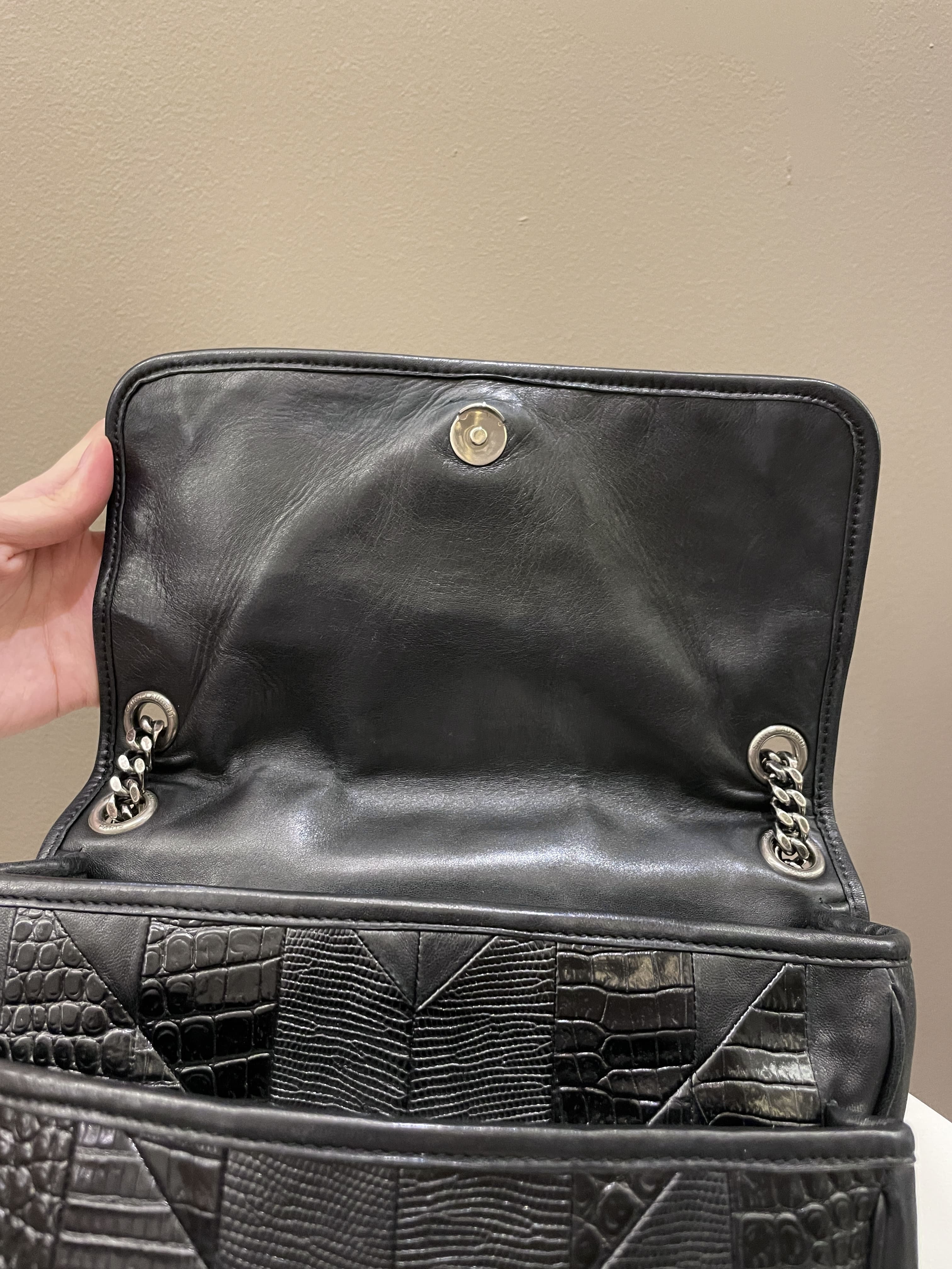 Saint Laurent Niki Patchwork Shoulder Bag Black