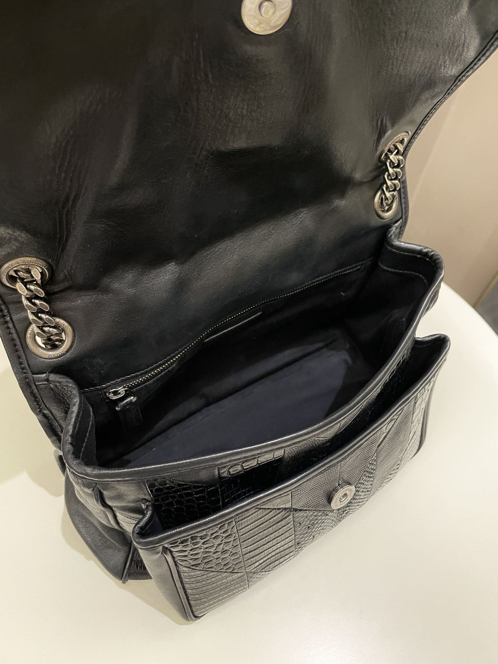 Saint Laurent Niki Patchwork Shoulder Bag Black