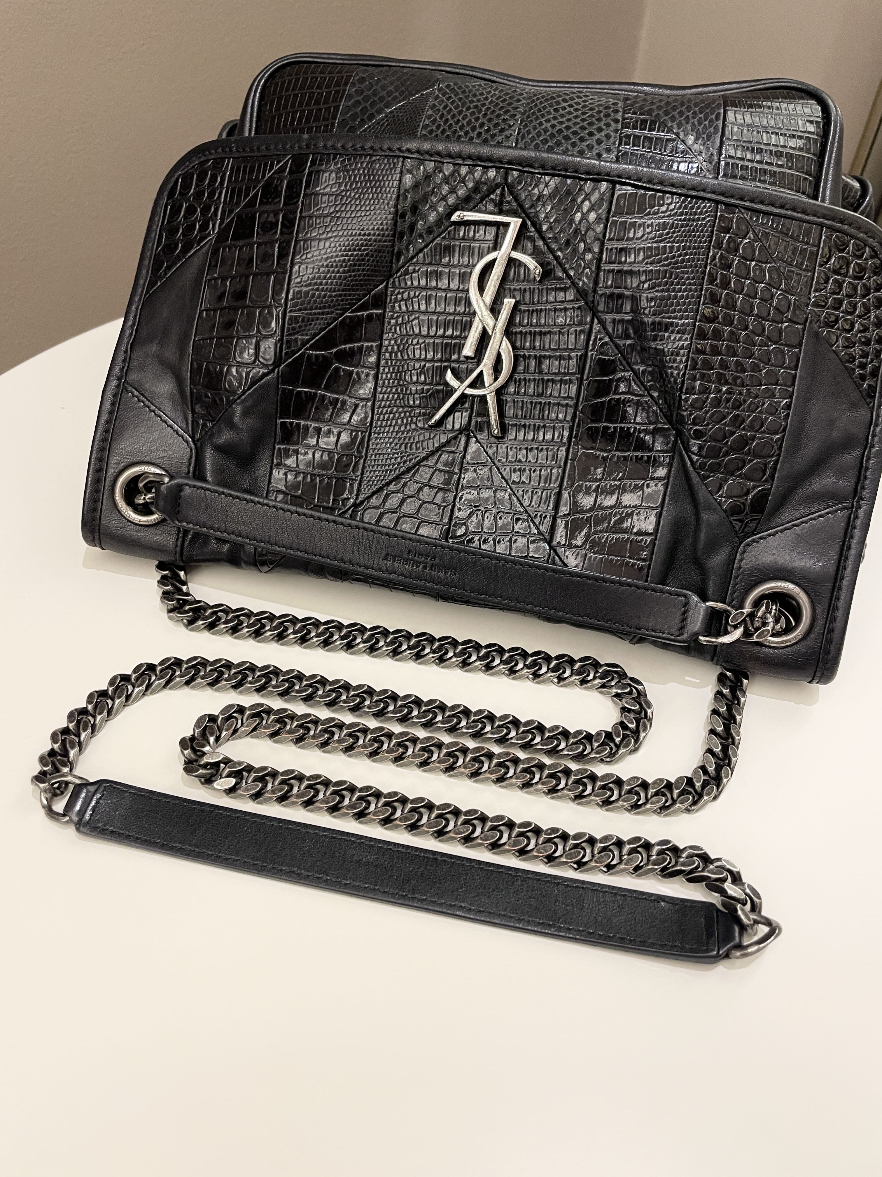 Saint Laurent Niki Patchwork Shoulder Bag Black