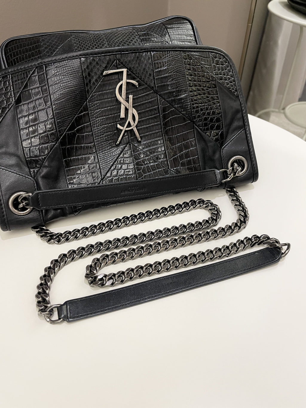 Saint Laurent Niki Patchwork Shoulder Bag Black