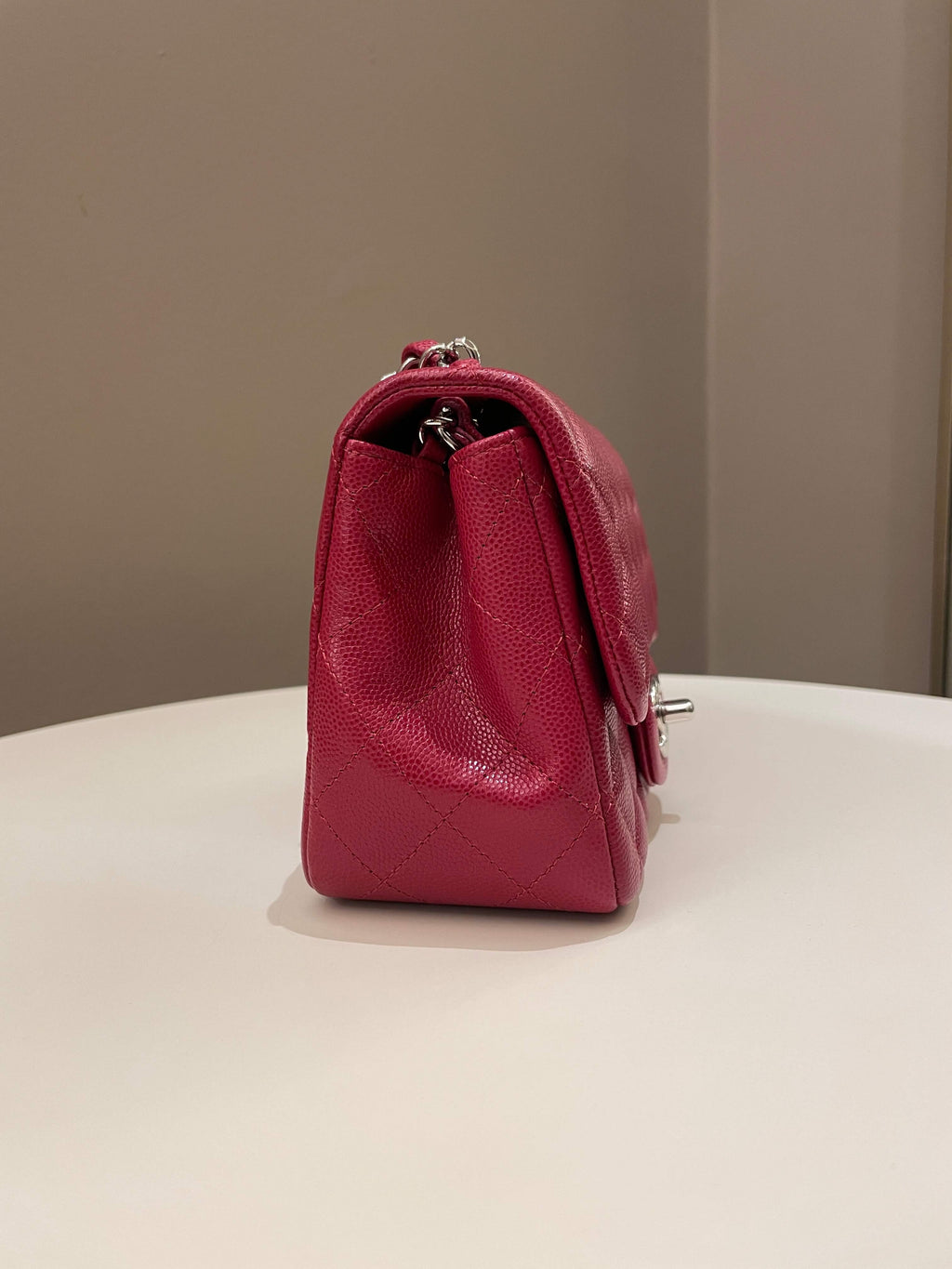 Chanel 18B Classic Quilted Mini Square Red Caviar