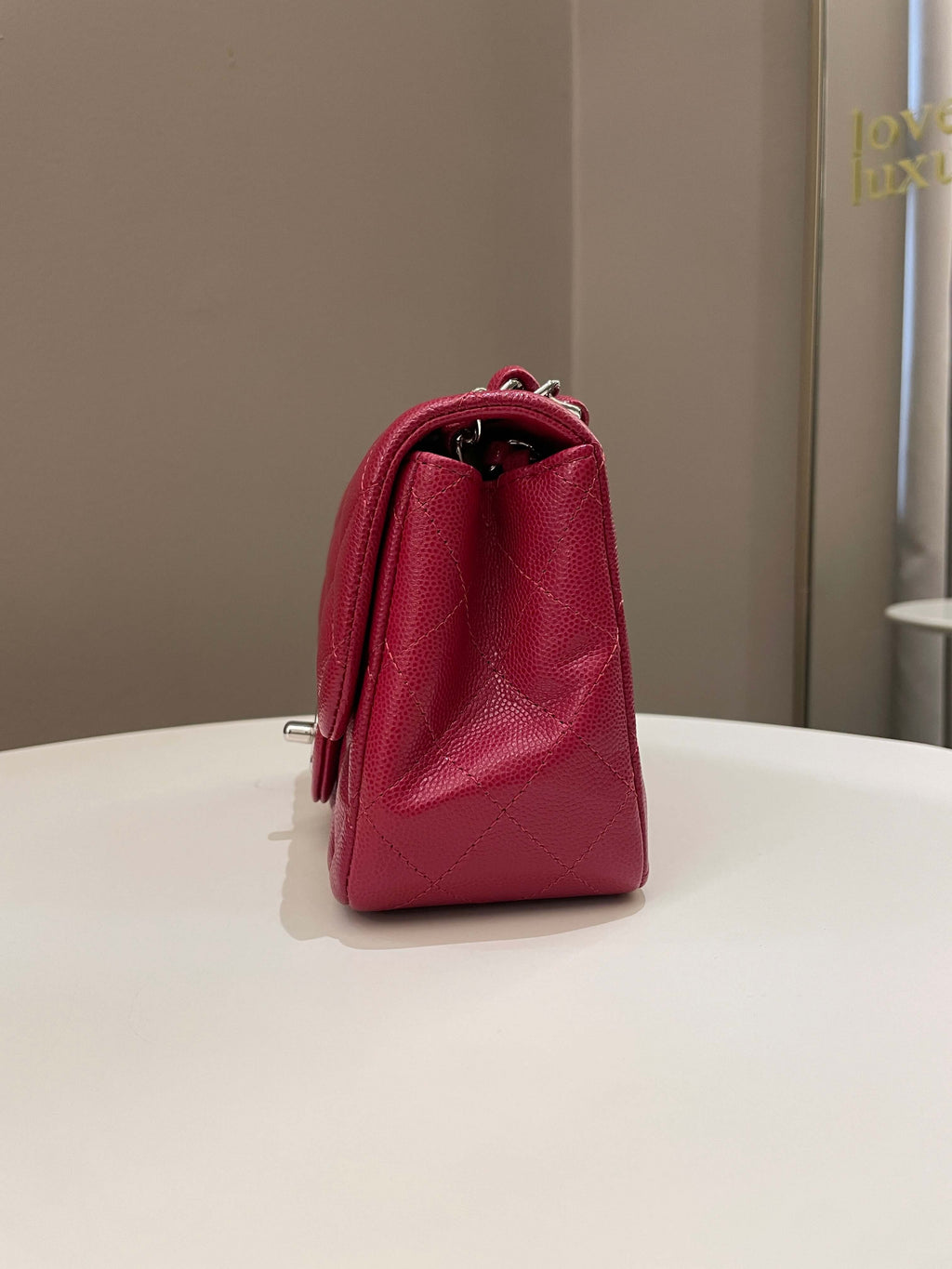 Chanel 18B Classic Quilted Mini Square Red Caviar