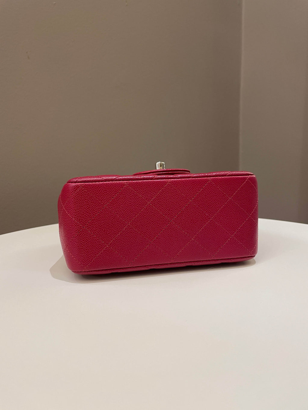 Chanel 18B Classic Quilted Mini Square Red Caviar