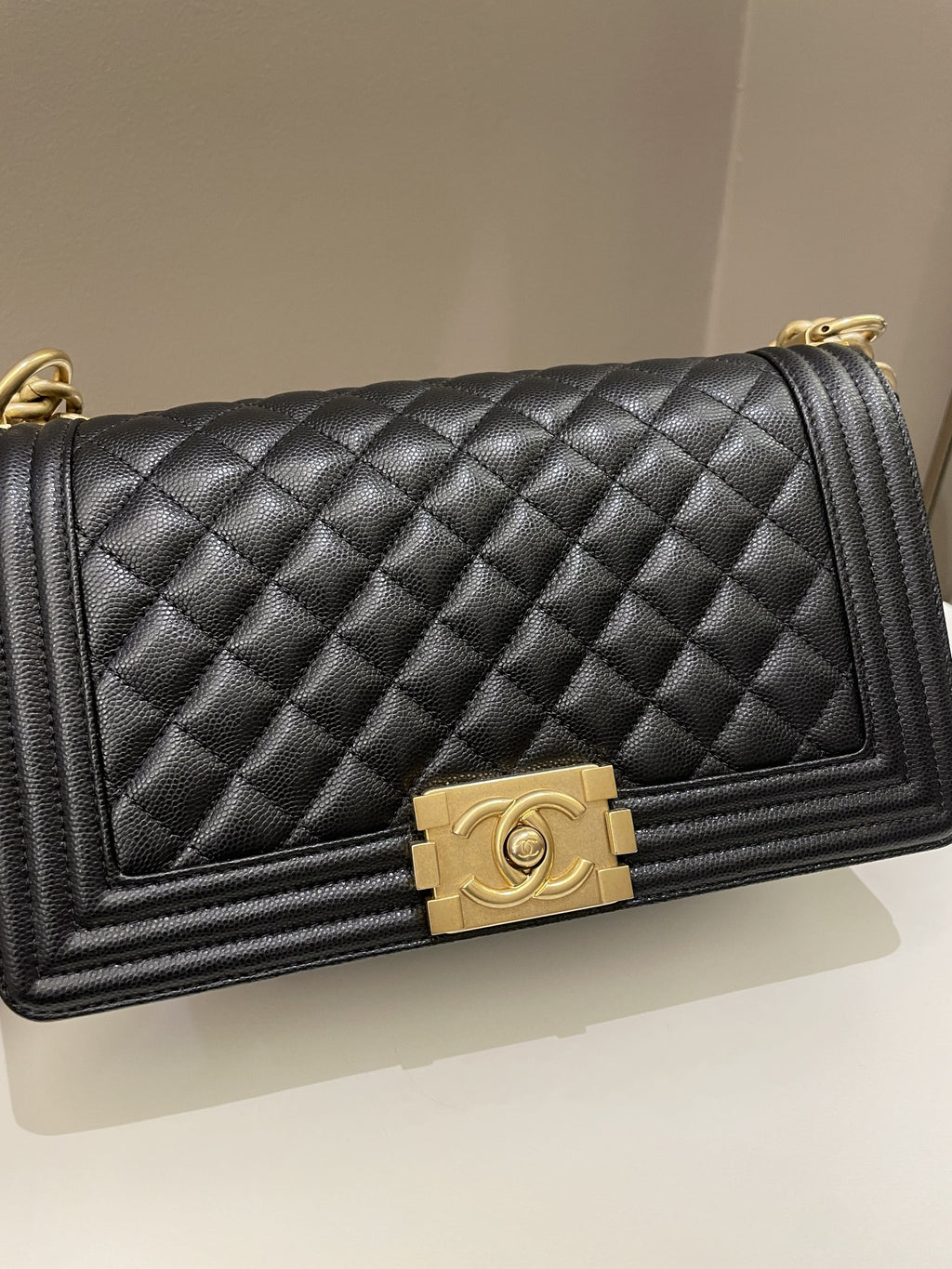 Chanel Quilted Boy Old Medium Black Caviar