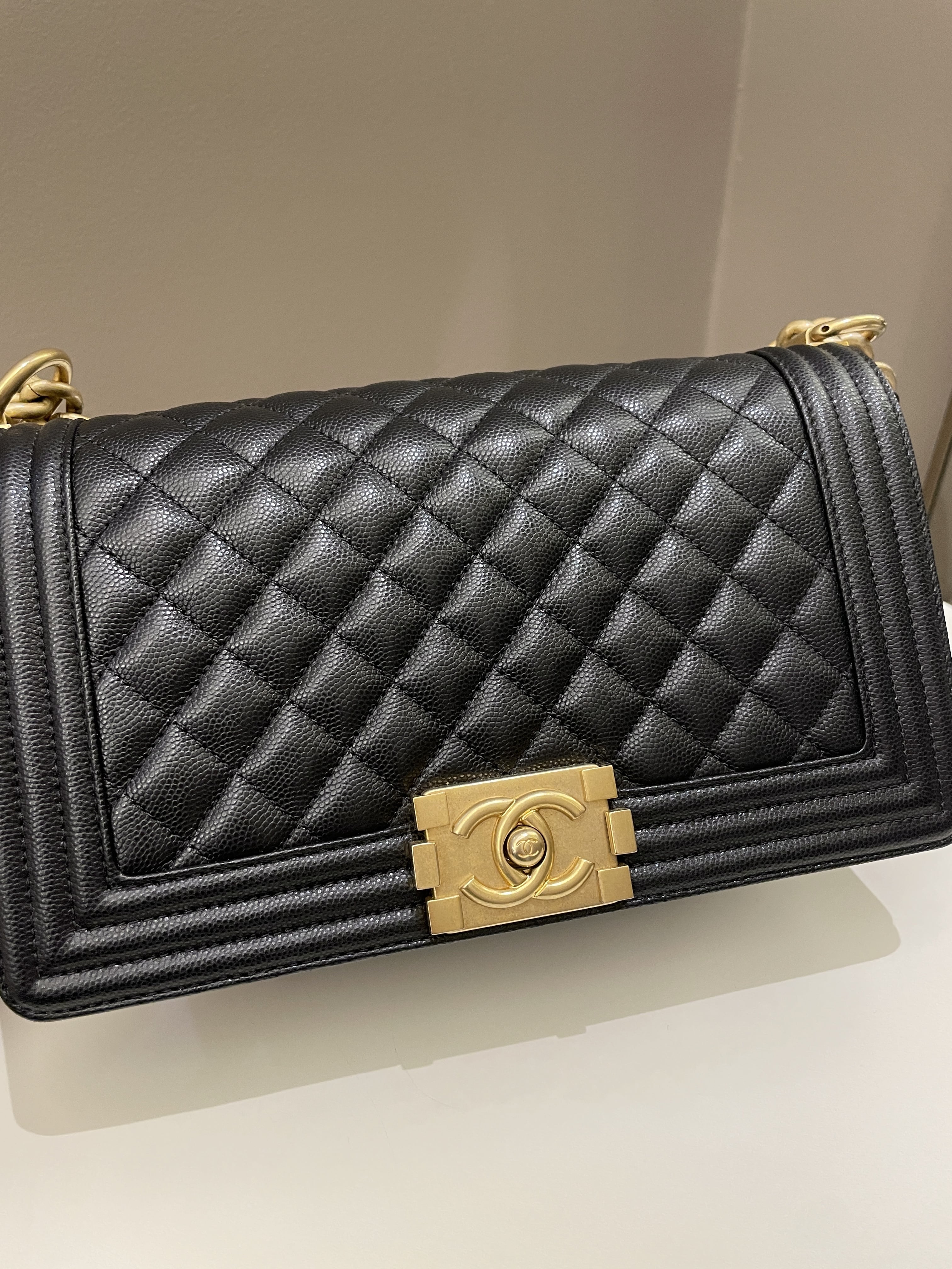 Chanel Quilted Boy Old Medium Black Caviar