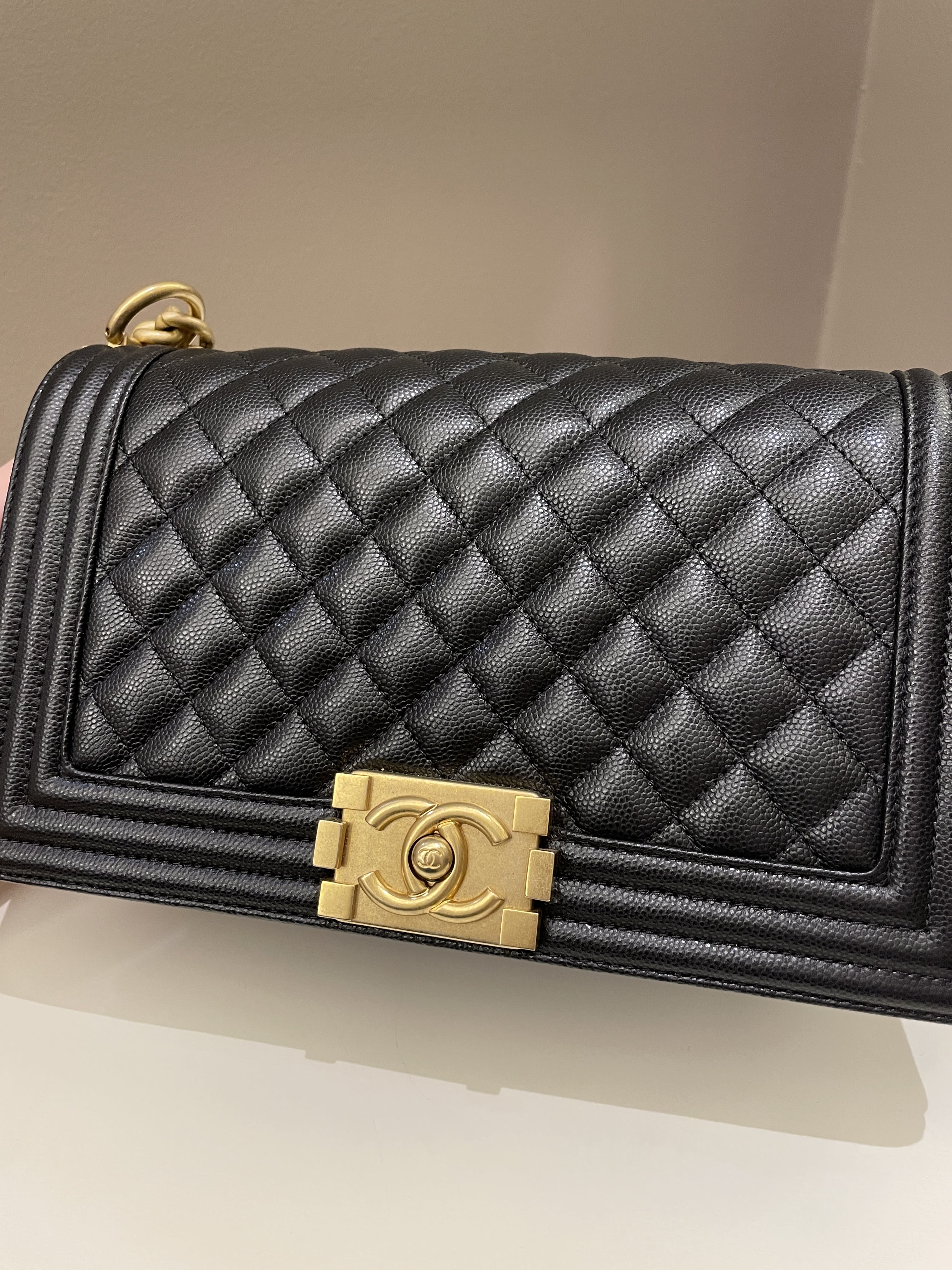 Chanel Quilted Boy Old Medium Black Caviar