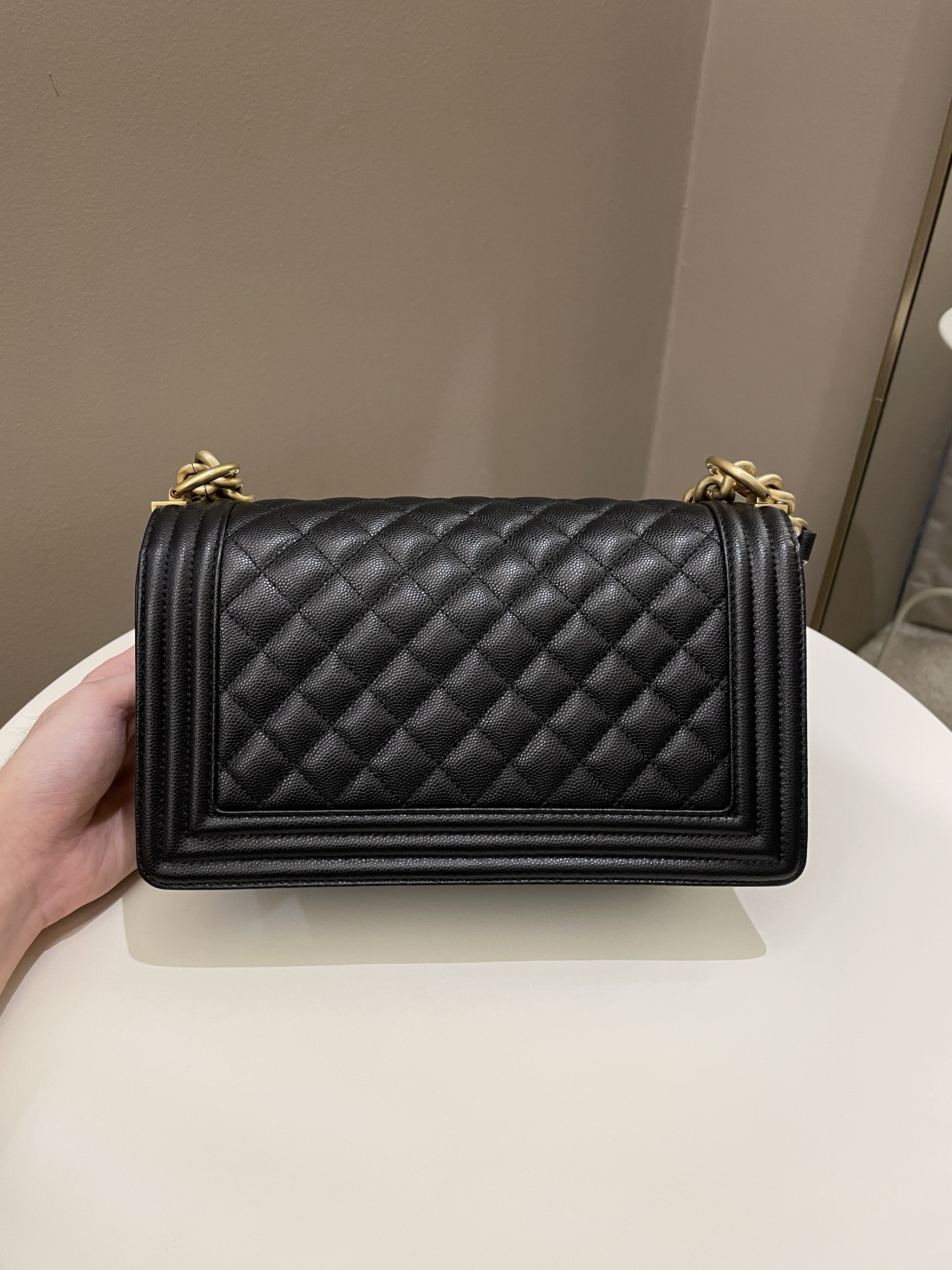 Chanel Quilted Boy Old Medium Black Caviar
