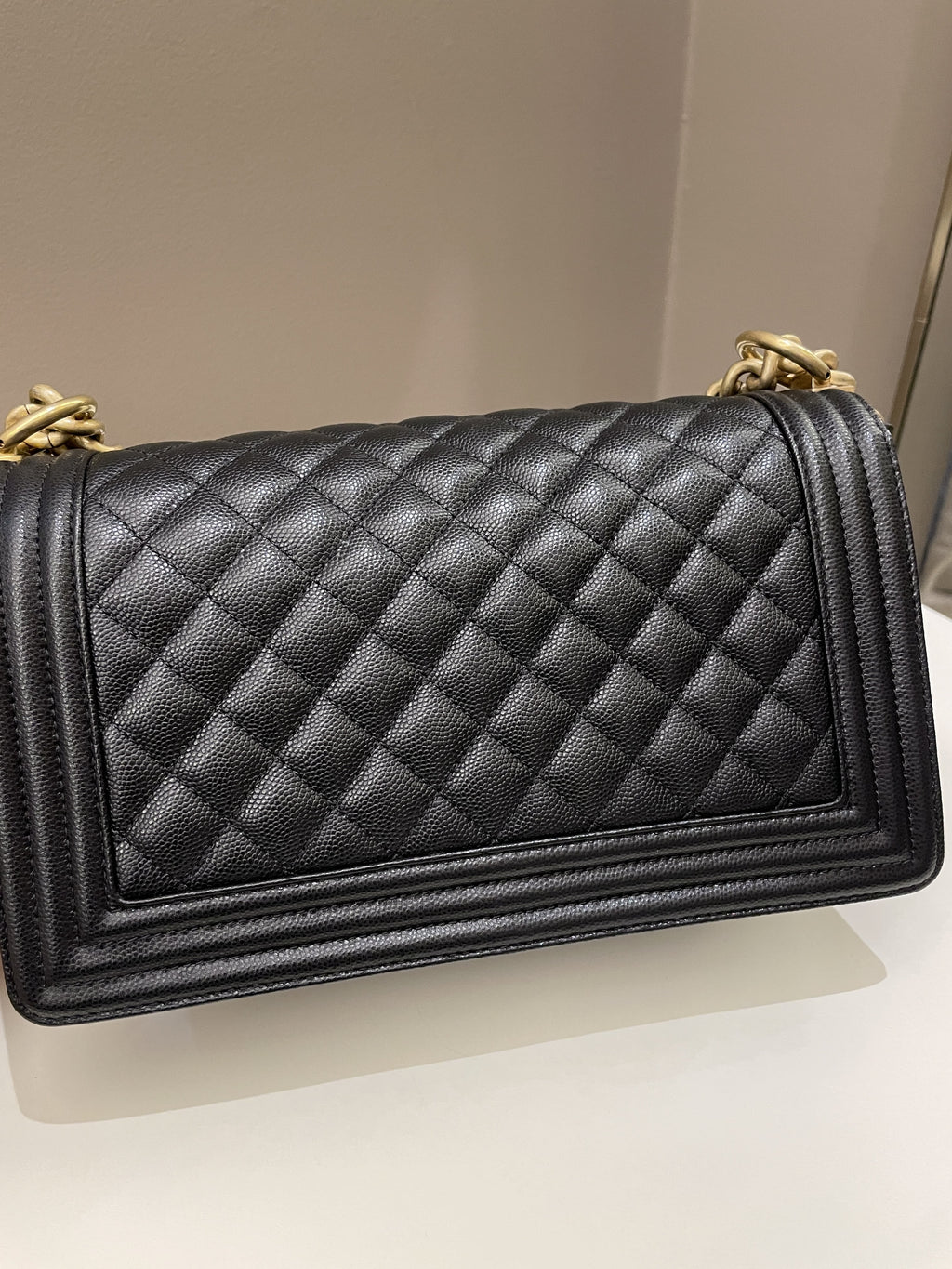 Chanel Quilted Boy Old Medium Black Caviar