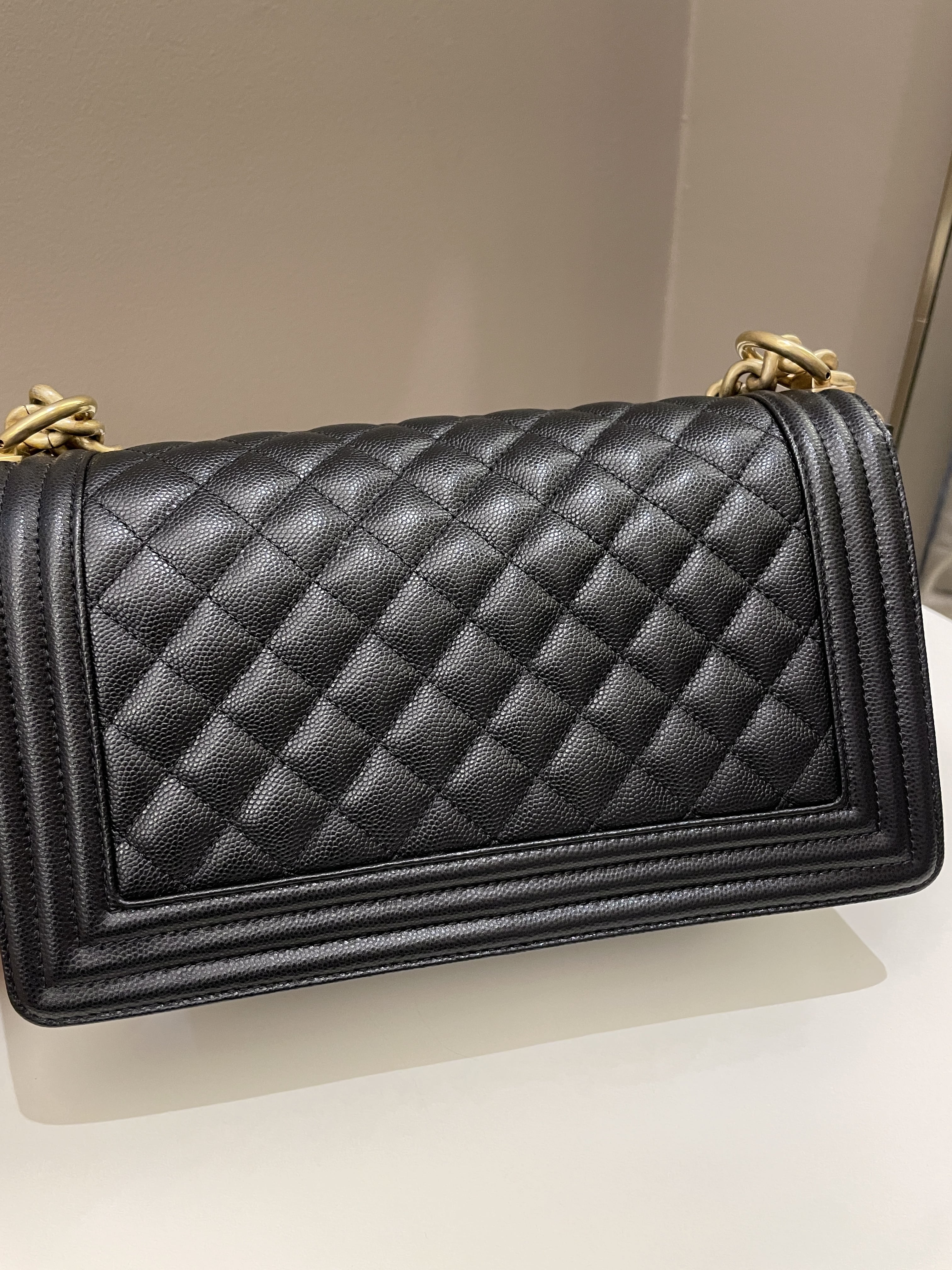 Chanel Quilted Boy Old Medium Black Caviar