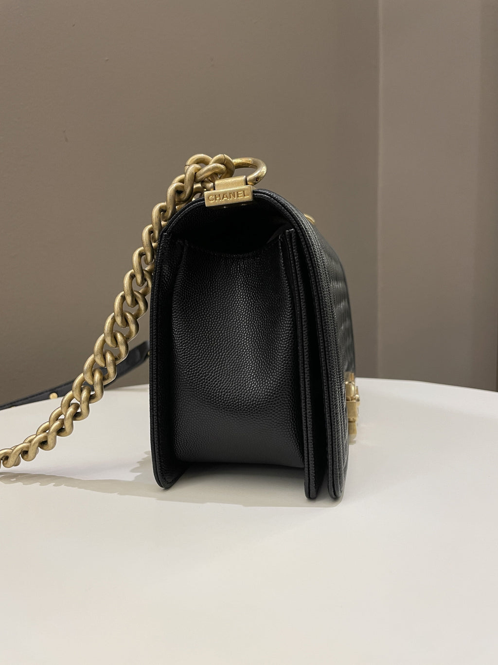 Chanel Quilted Boy Old Medium Black Caviar