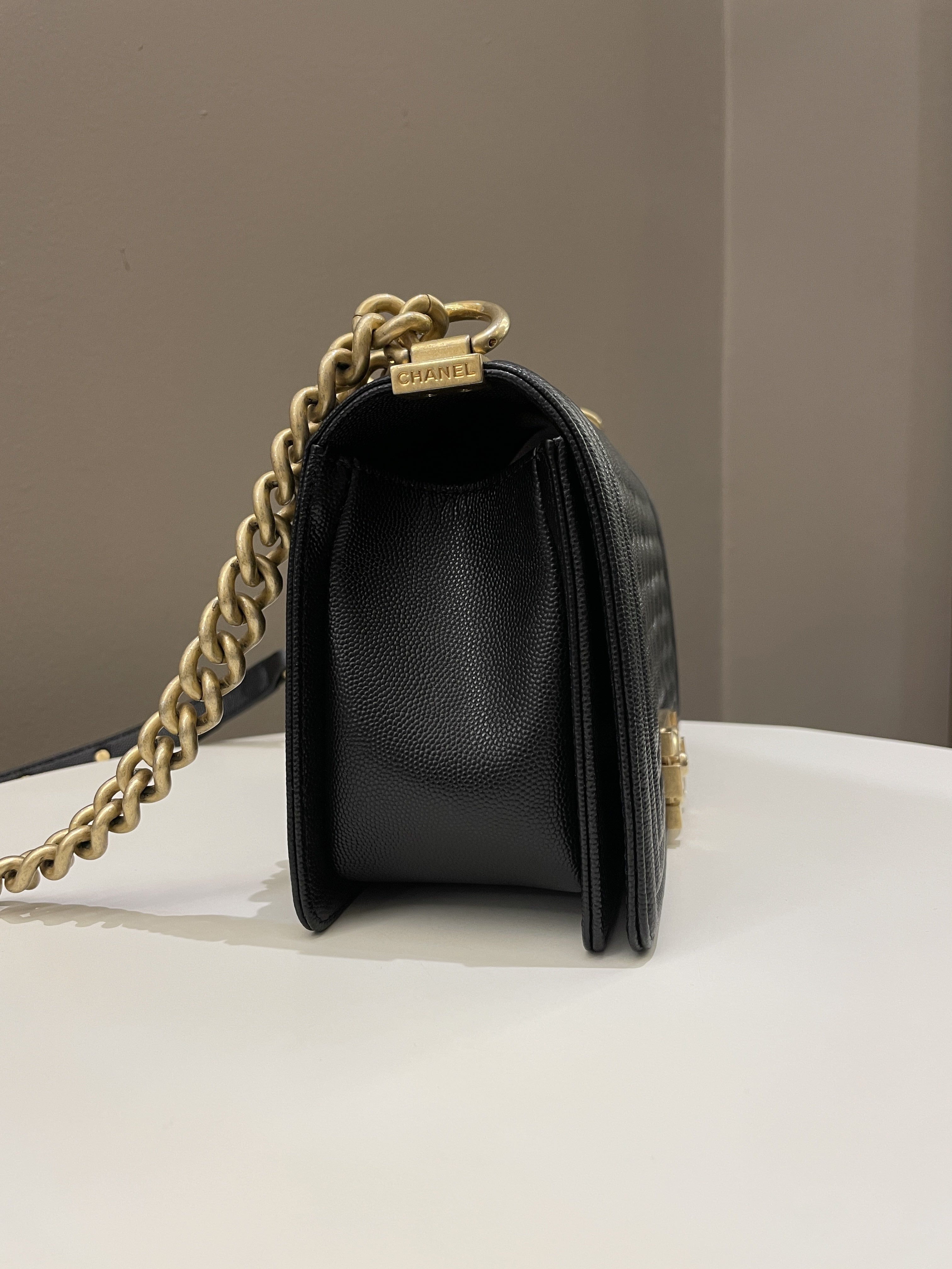 Chanel Quilted Boy Old Medium Black Caviar