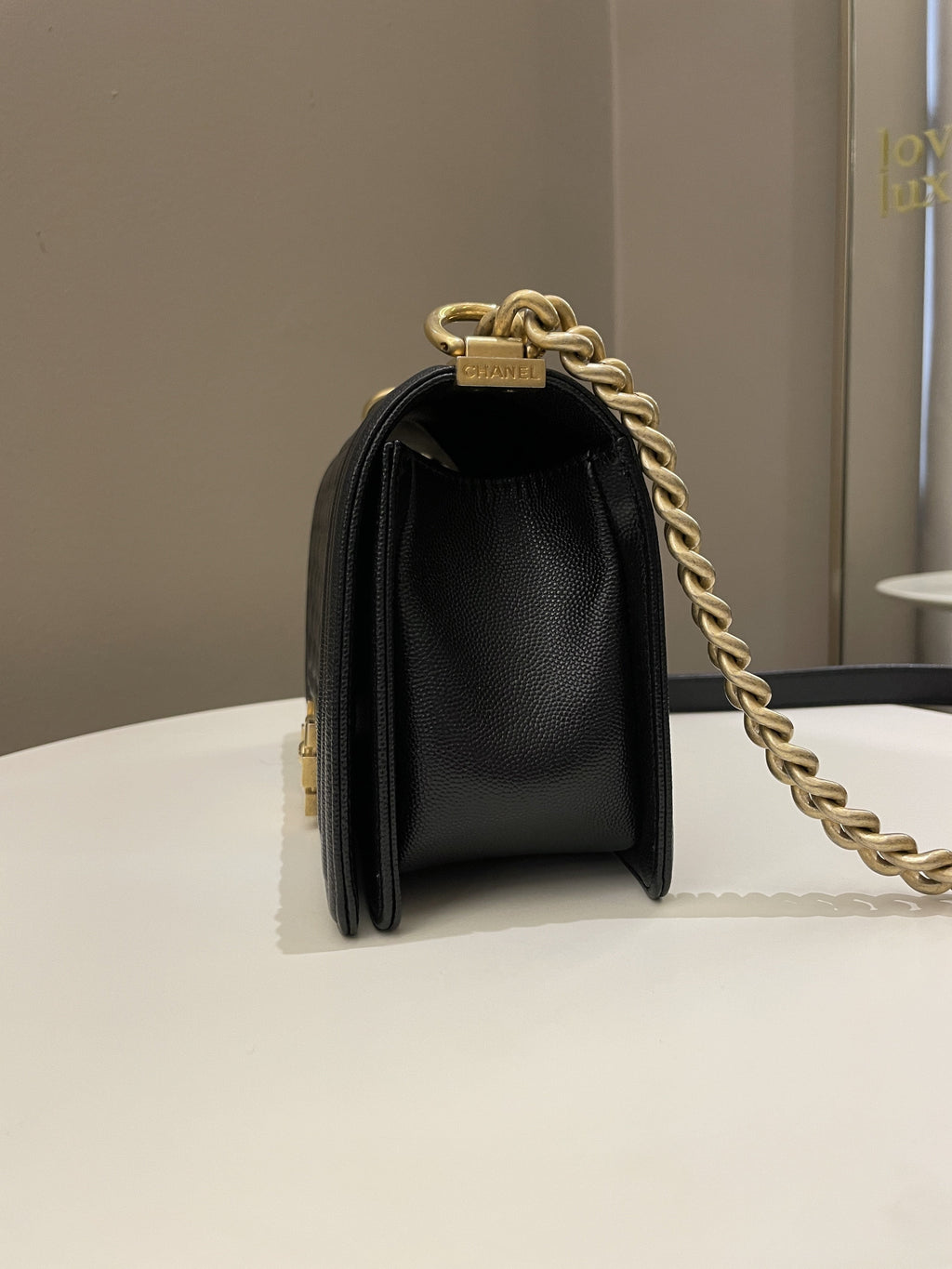 Chanel Quilted Boy Old Medium Black Caviar