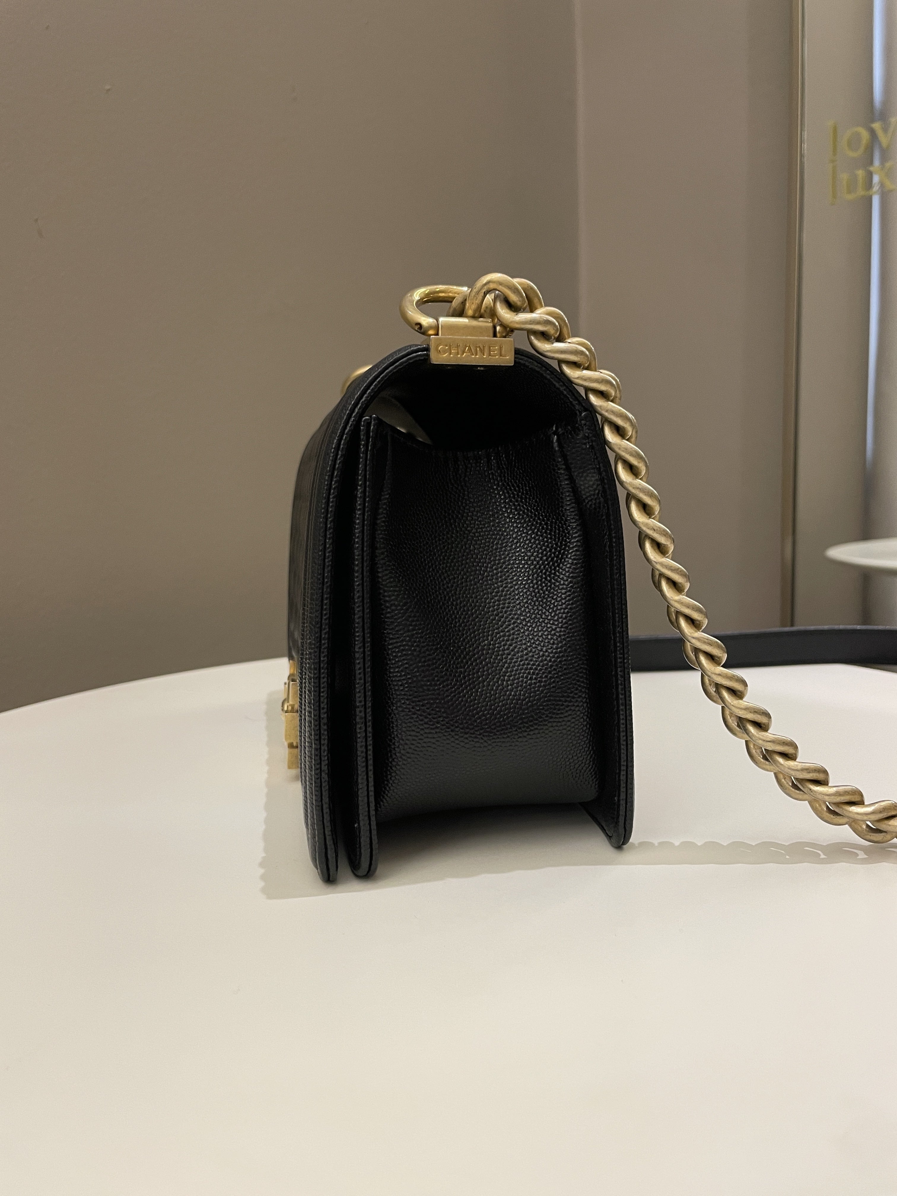 Chanel Quilted Boy Old Medium Black Caviar