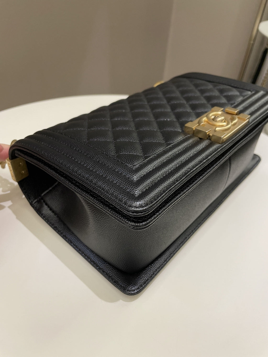 Chanel Quilted Boy Old Medium Black Caviar
