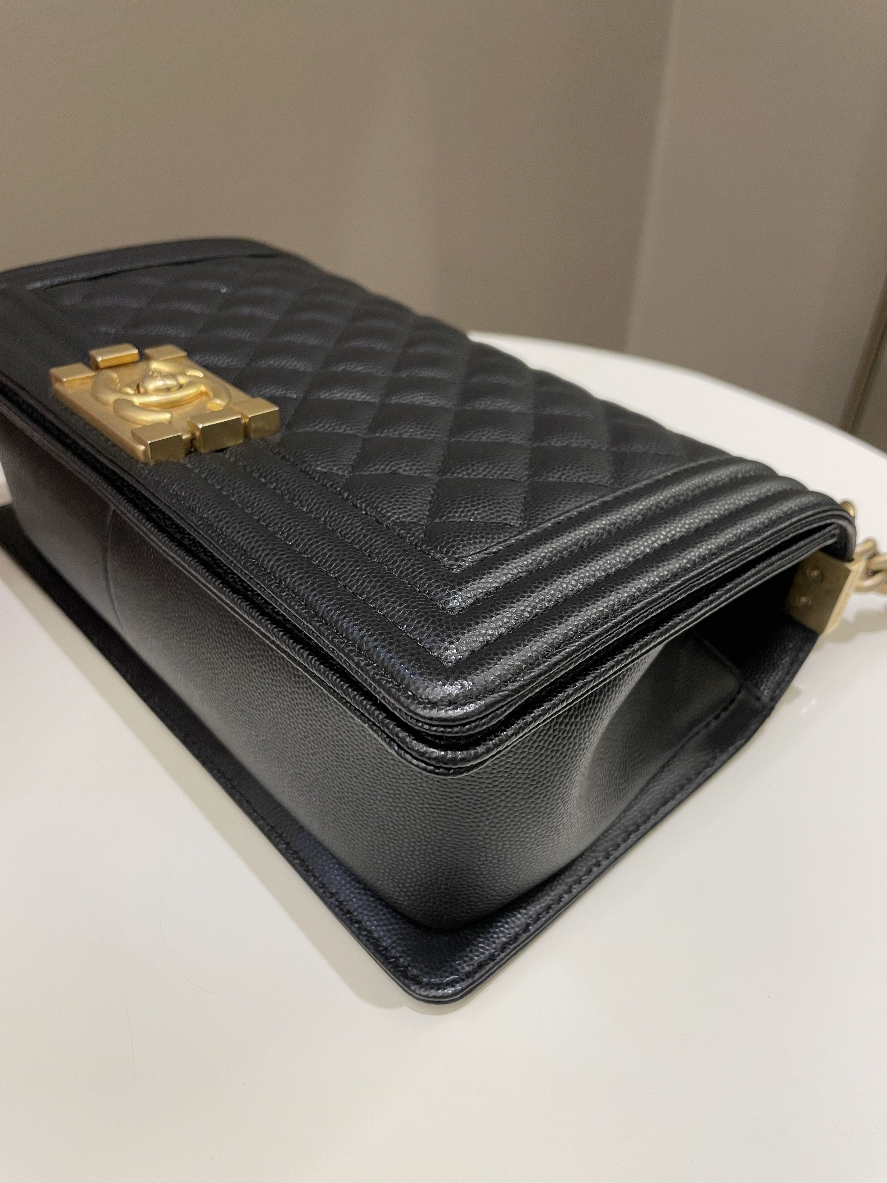 Chanel Quilted Boy Old Medium Black Caviar