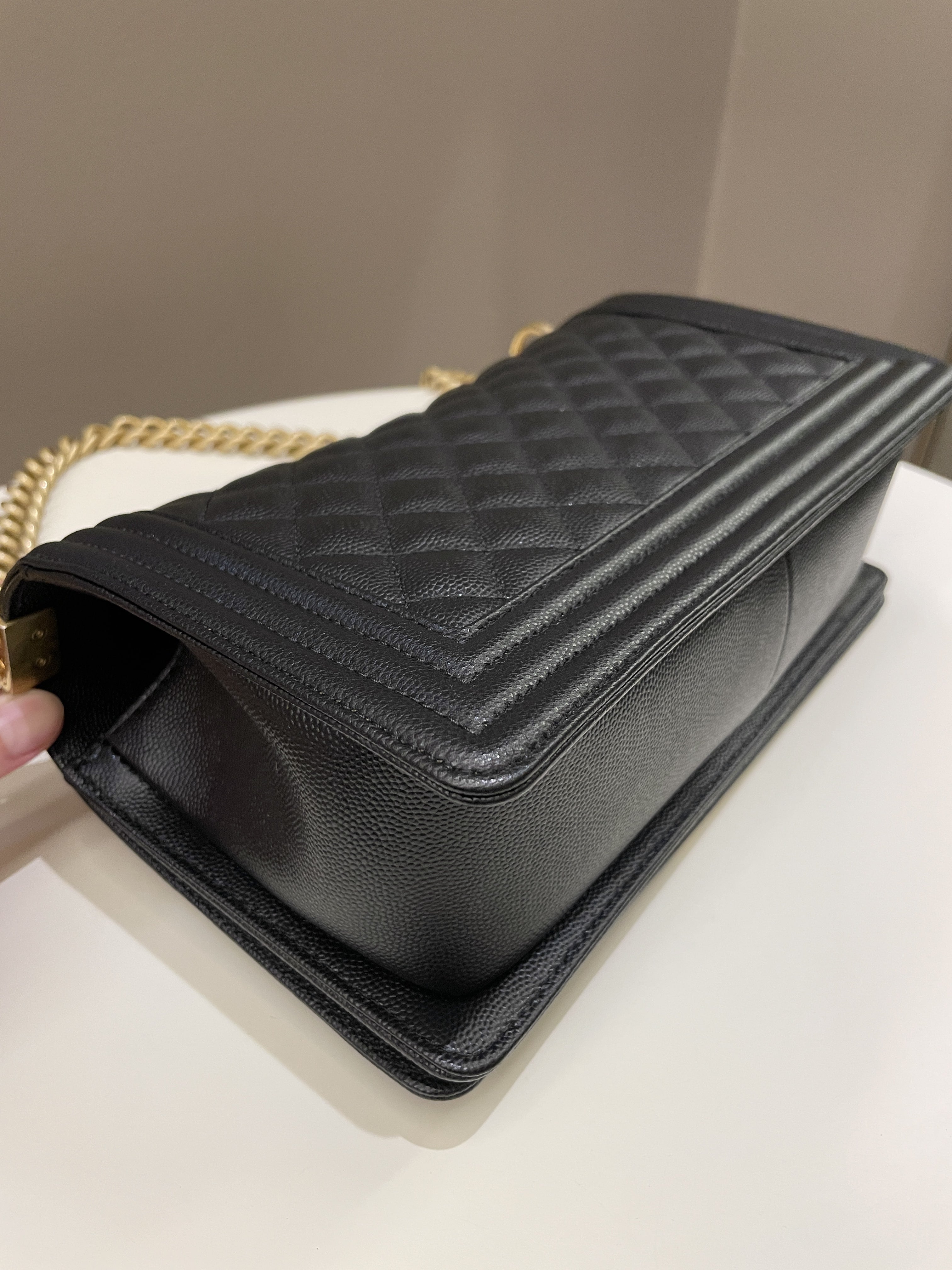 Chanel Quilted Boy Old Medium Black Caviar