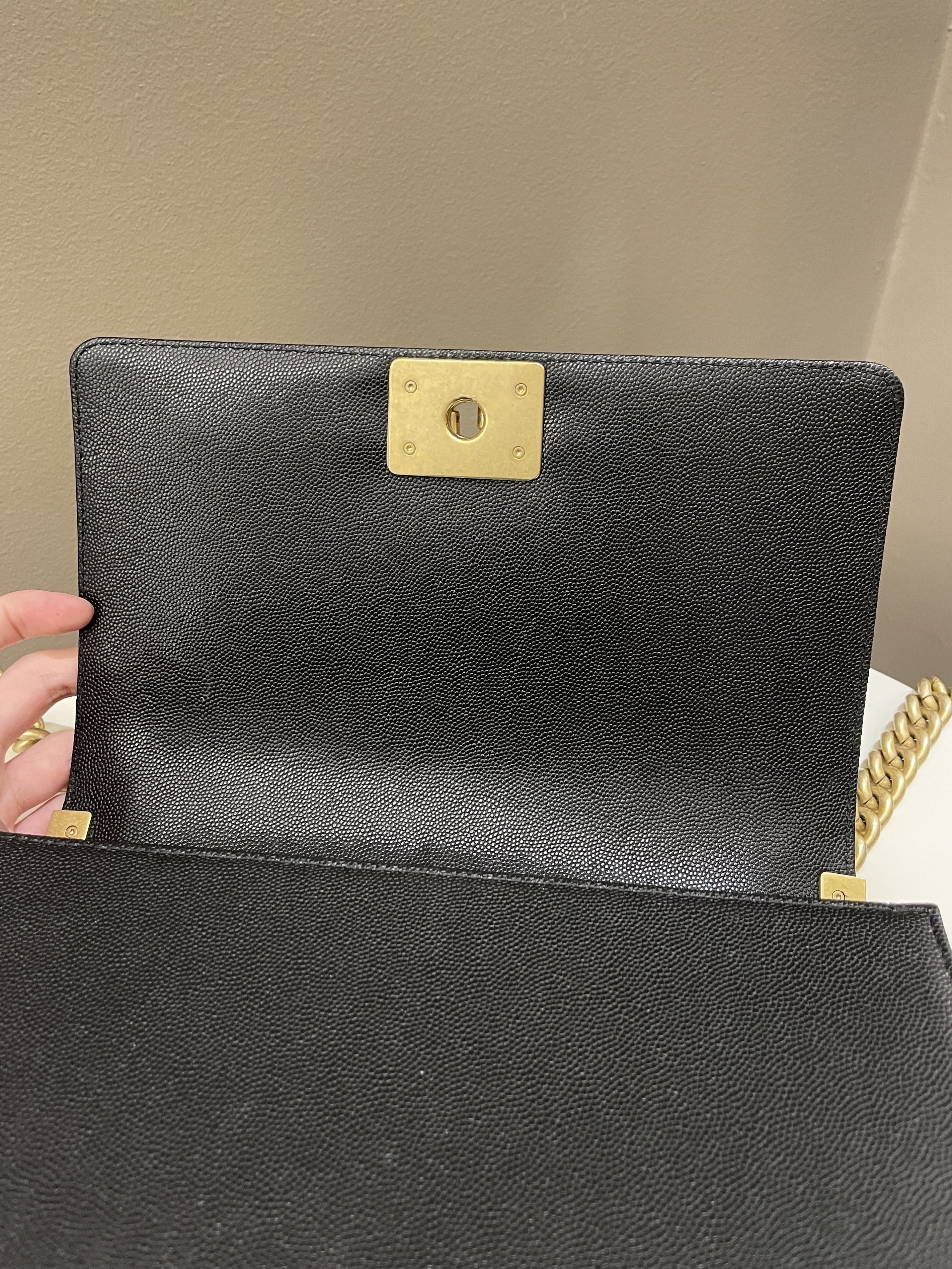 Chanel Quilted Boy Old Medium Black Caviar