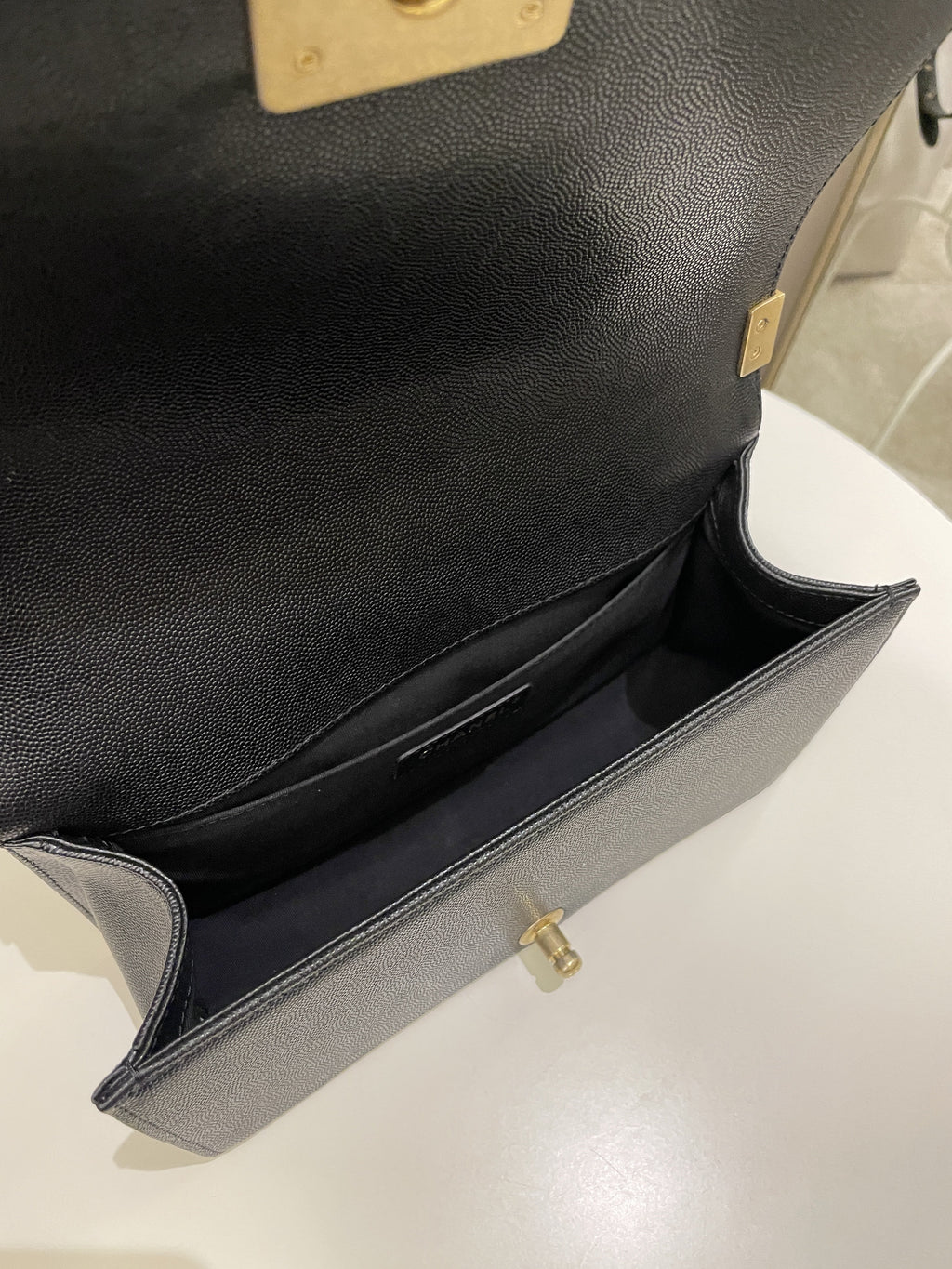 Chanel Quilted Boy Old Medium Black Caviar