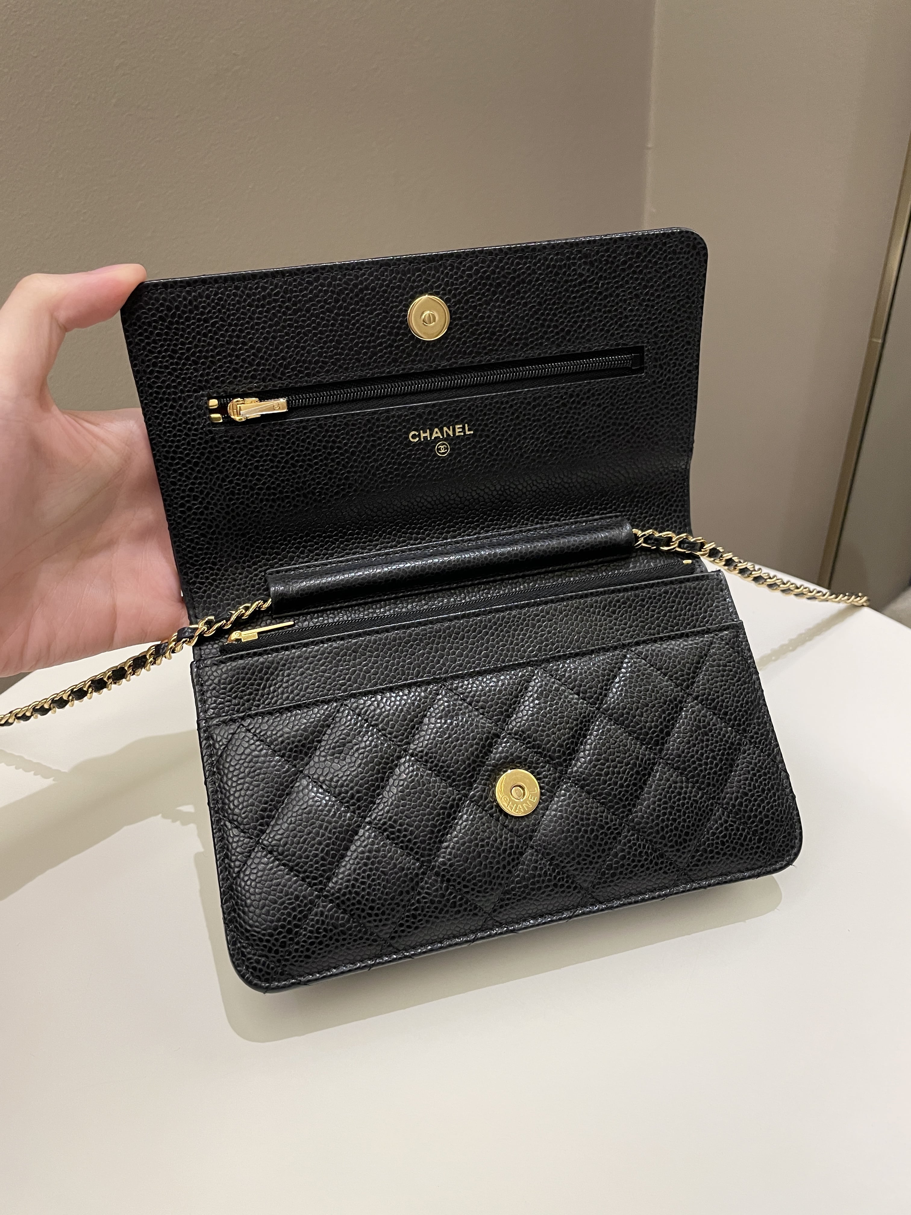 Chanel Classic Quilted Wallet on Chain Black Caviar