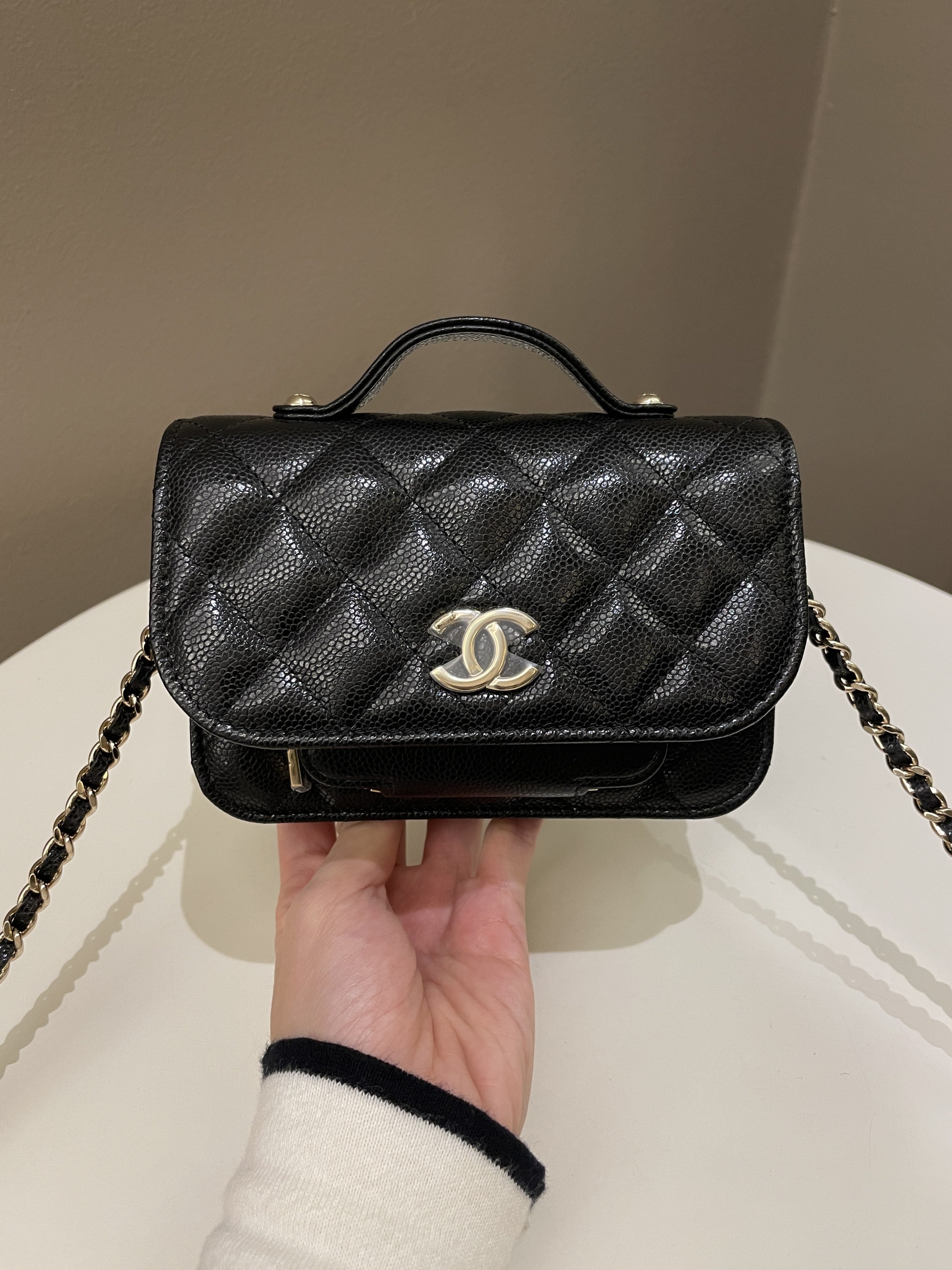 Chanel Business Affinity Clutch On Chain Black Caviar