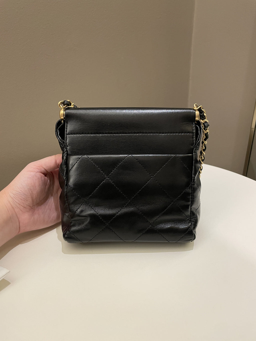 Chanel 23P Charm Bucket Bag Black