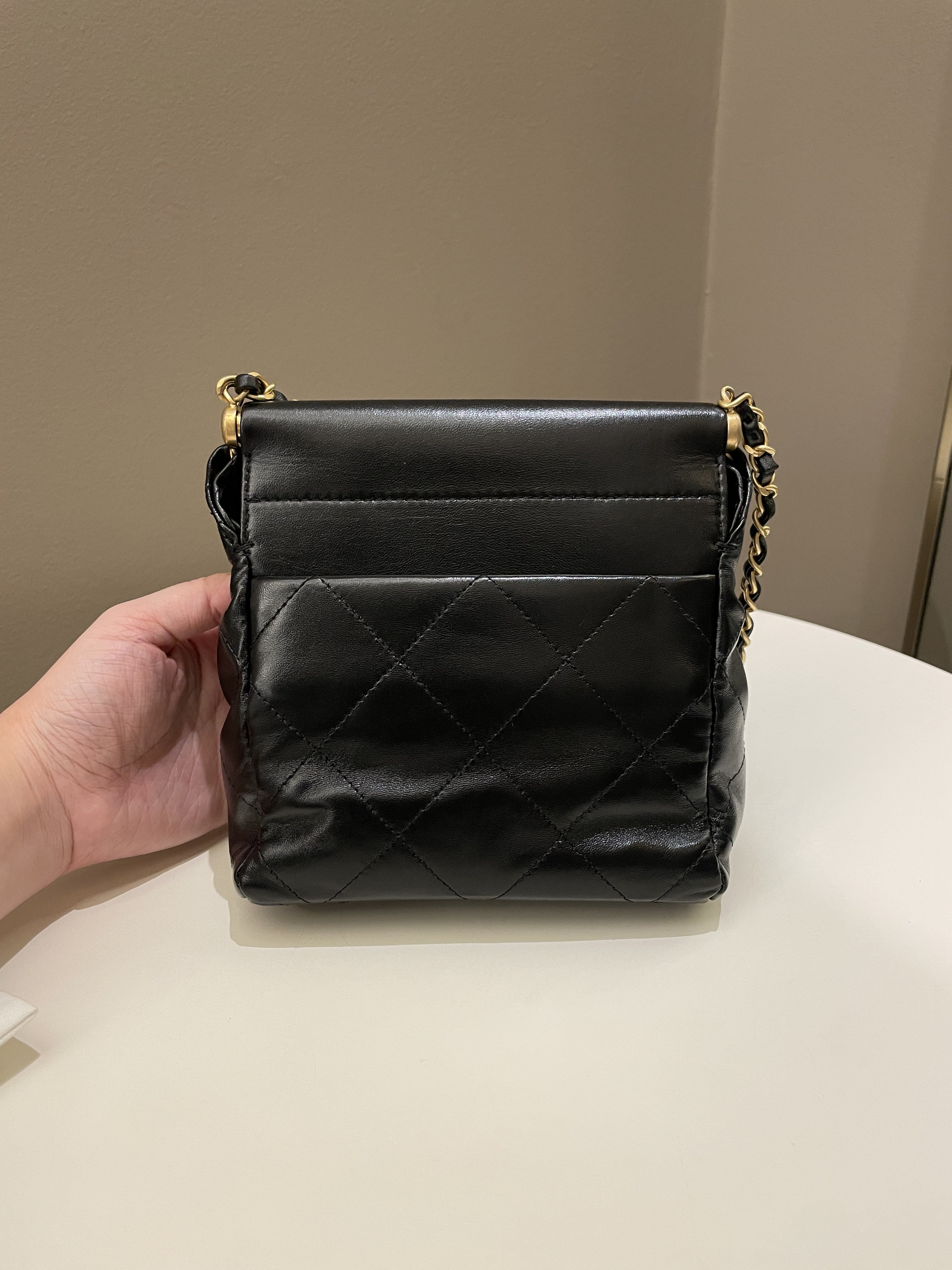 Chanel 23P Charm Bucket Bag Black