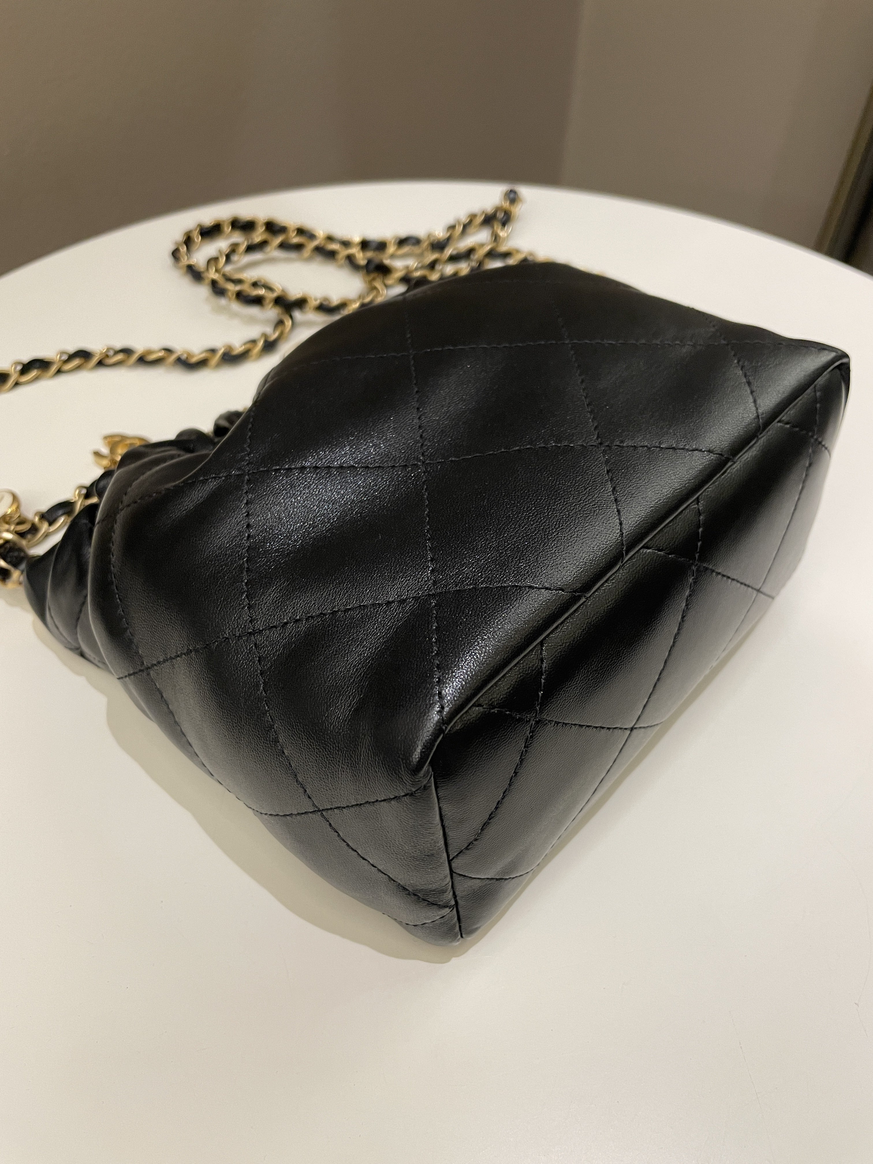 Chanel 23P Charm Bucket Bag Black