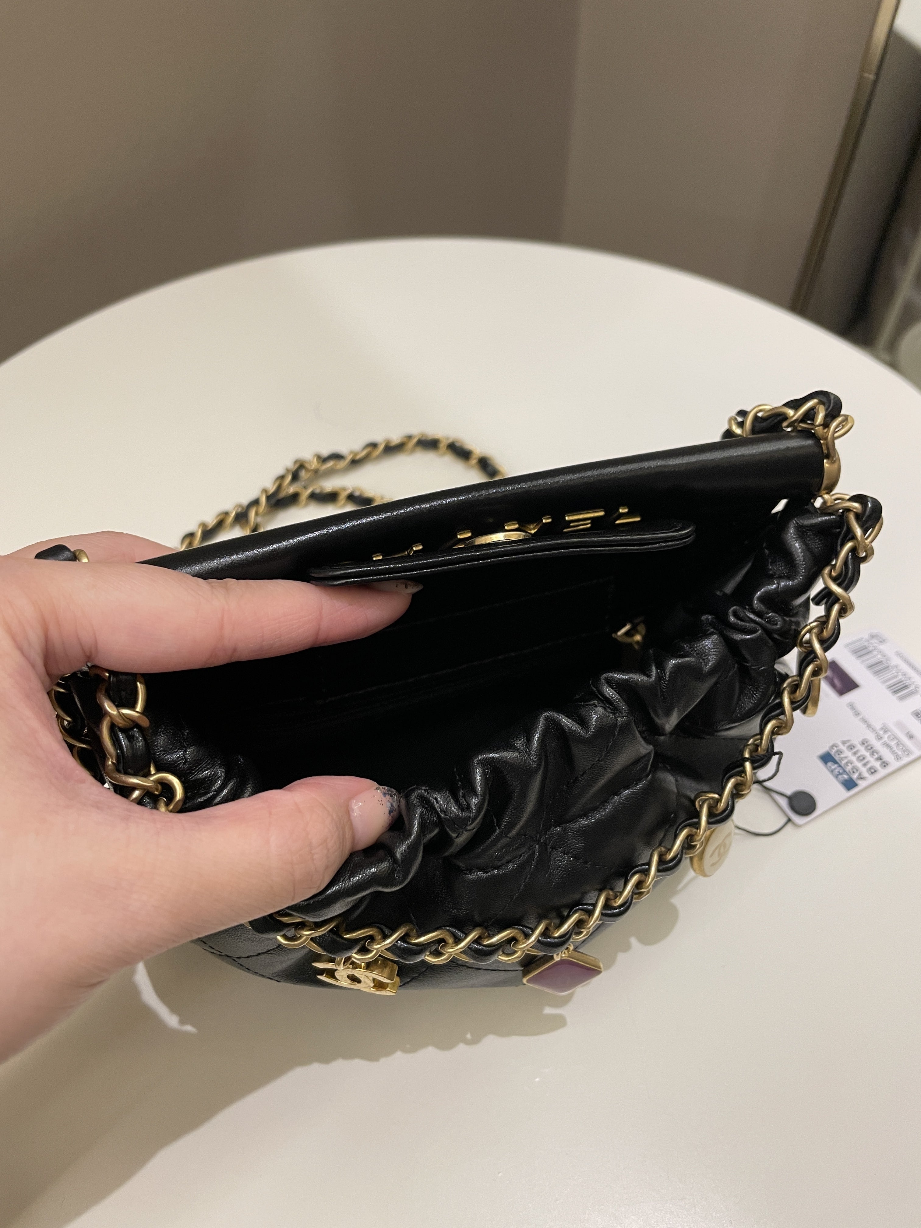 Chanel 23P Charm Bucket Bag Black