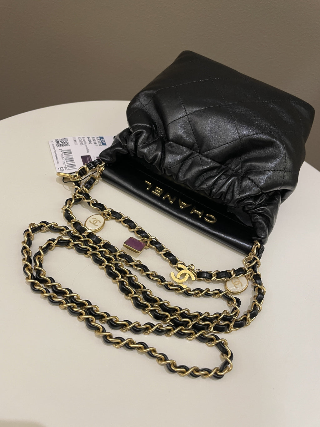 Chanel 23P Charm Bucket Bag Black