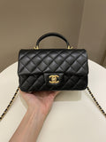 Chanel Quilted Top Handle Mini Rectangular Black Lambskin