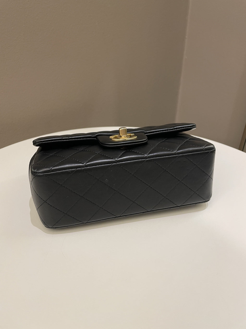 Chanel Quilted Top Handle Mini Rectangular Black Lambskin