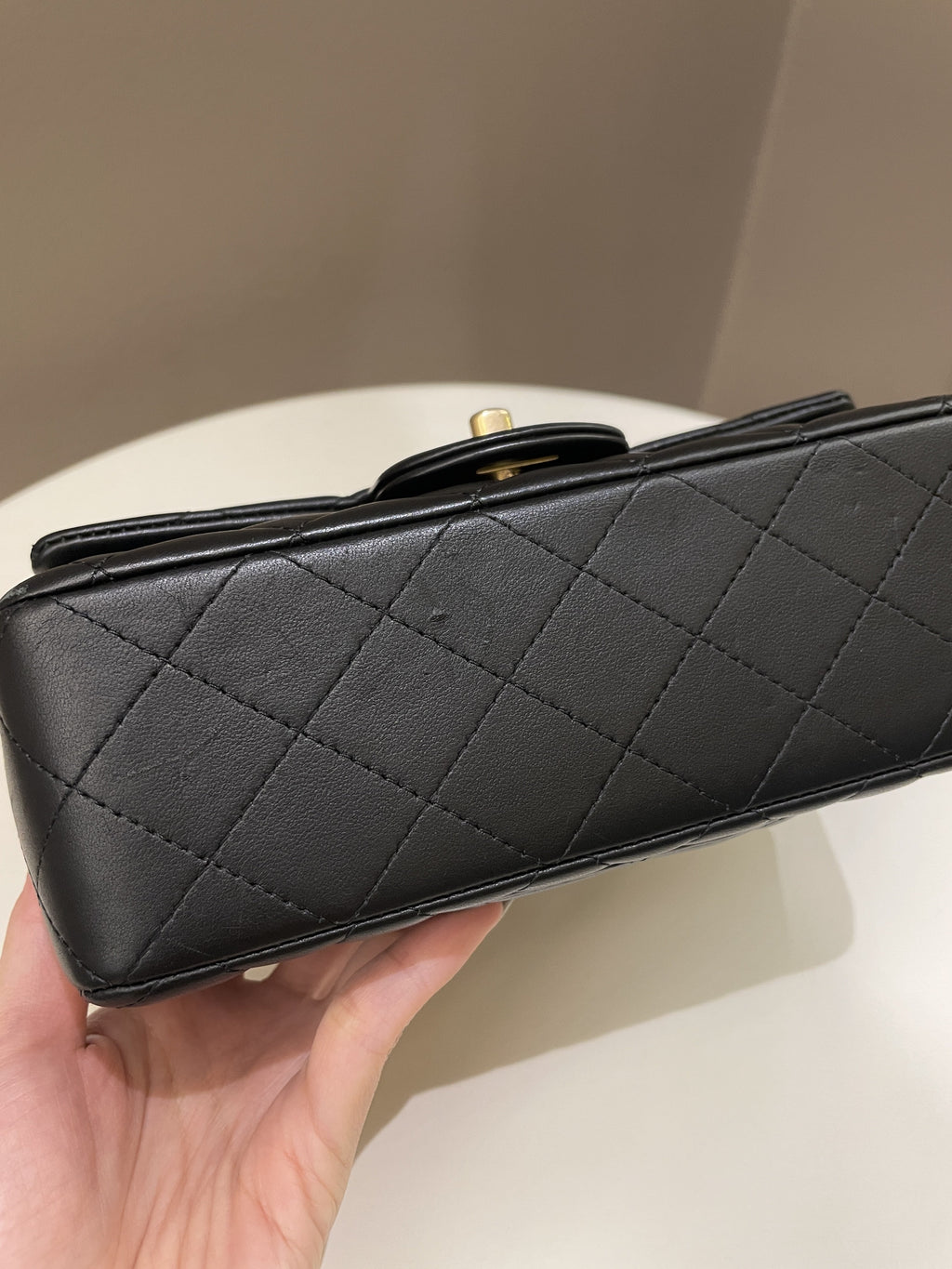 Chanel Quilted Top Handle Mini Rectangular Black Lambskin