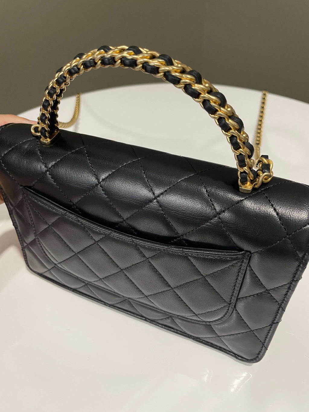 Chanel Chain Top Handled Wallet on Chain Black Lambskin