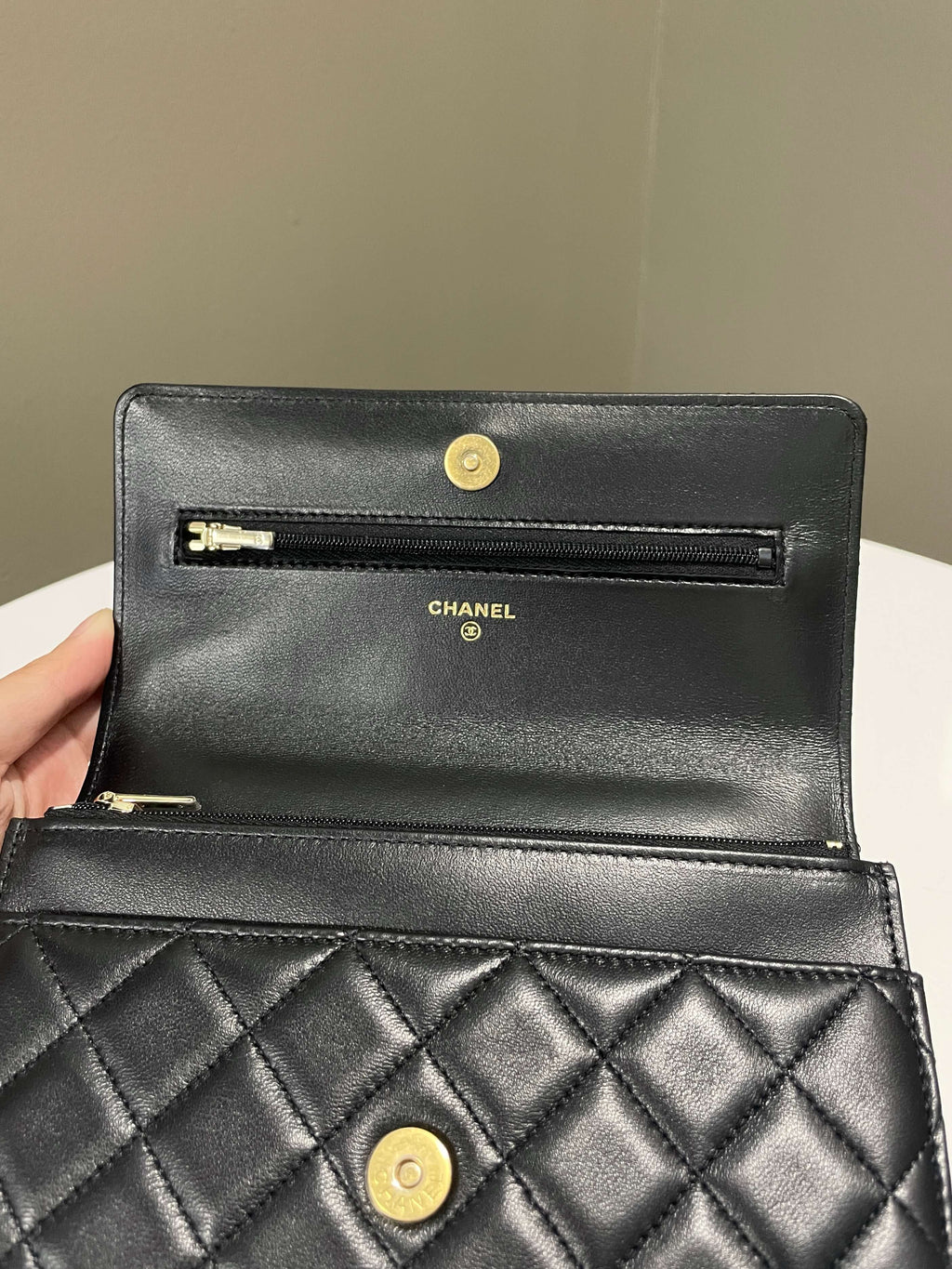 Chanel Chain Top Handled Wallet on Chain Black Lambskin