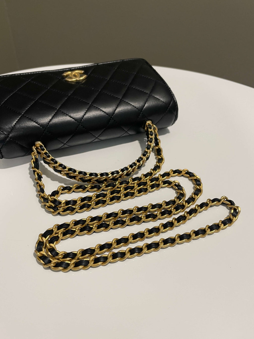 Chanel Chain Top Handled Wallet on Chain Black Lambskin