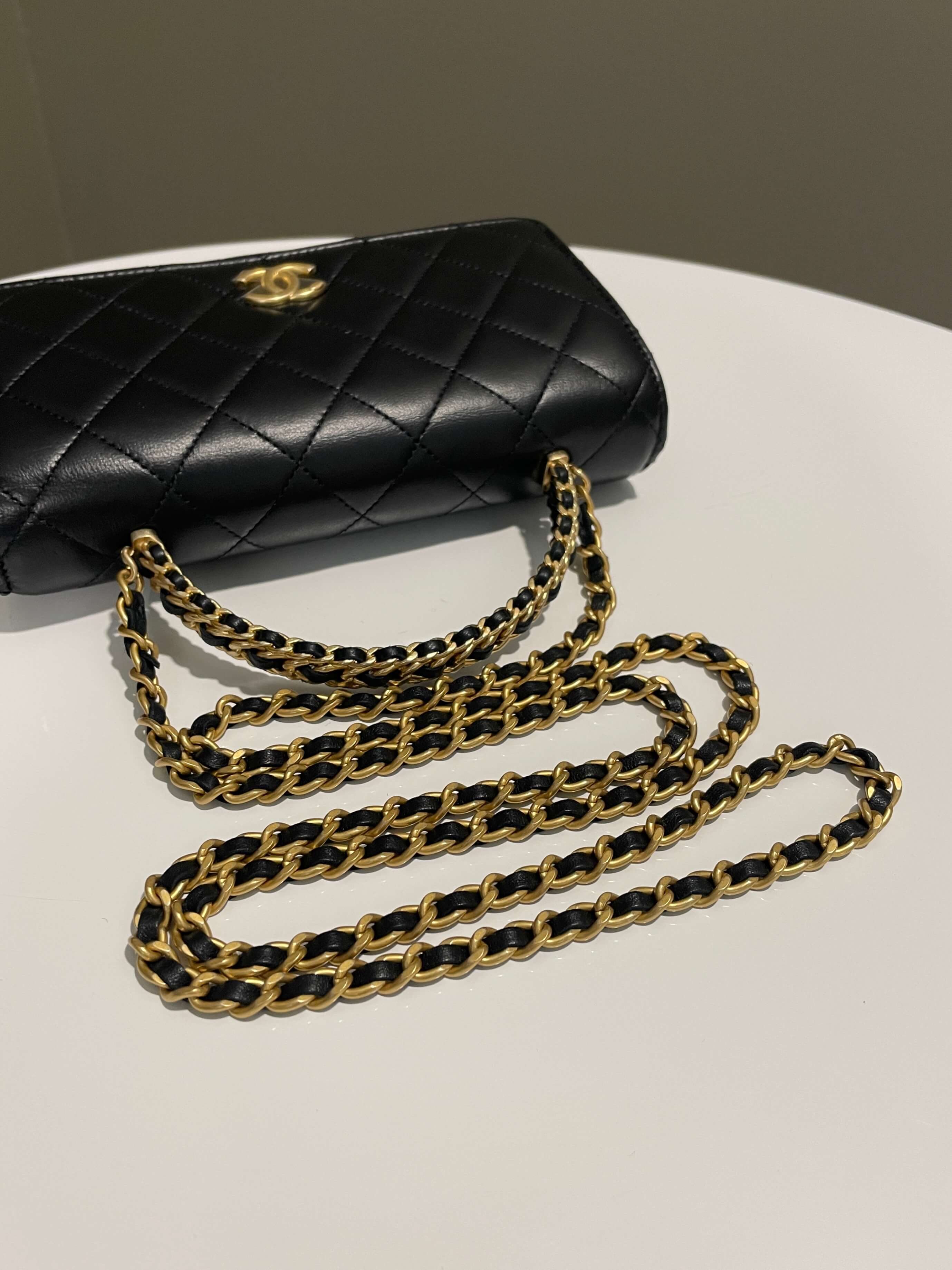 Chanel Chain Top Handled Wallet on Chain Black Lambskin