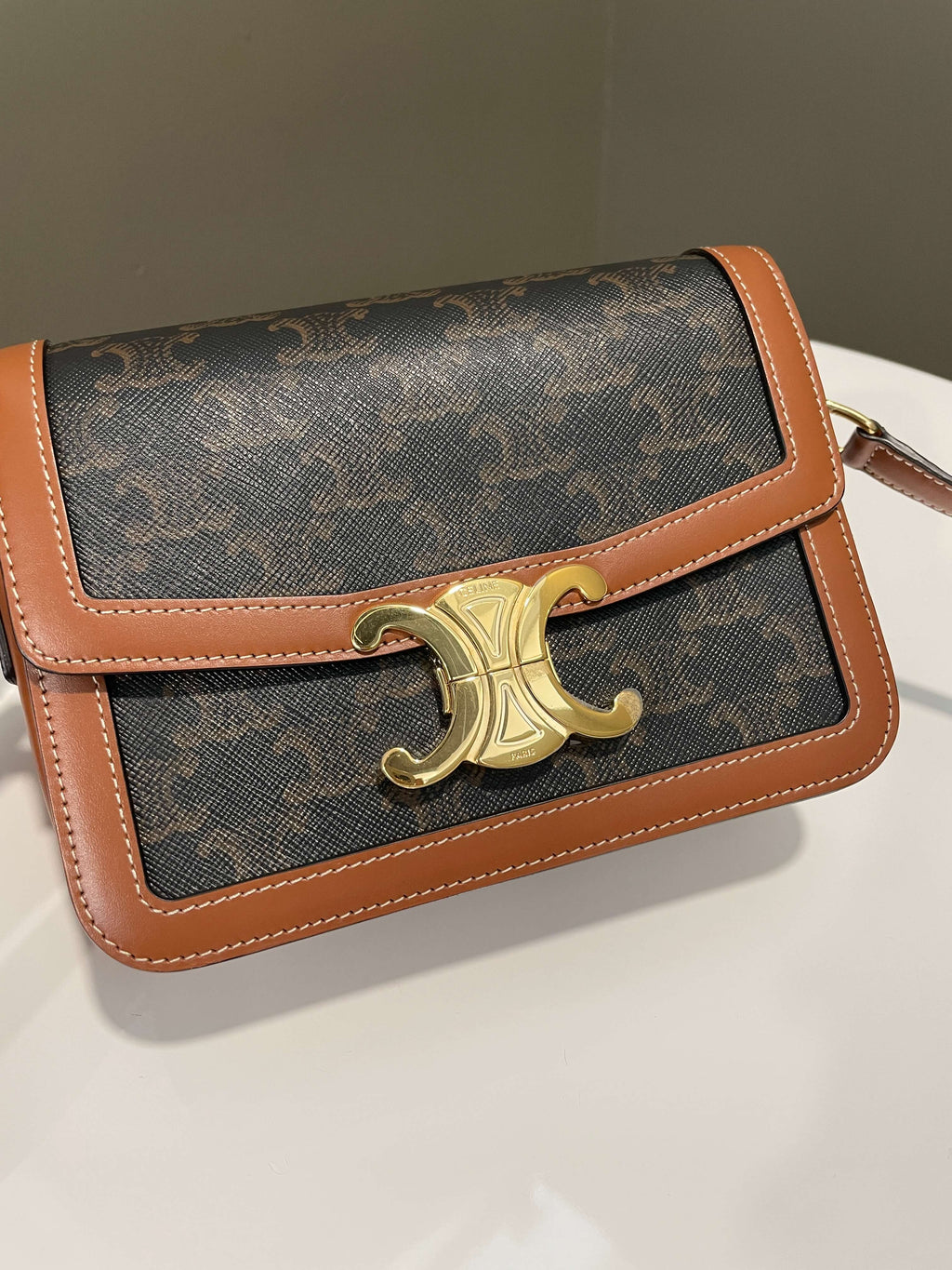 Celine Teen Triomphe Tan Canvas
