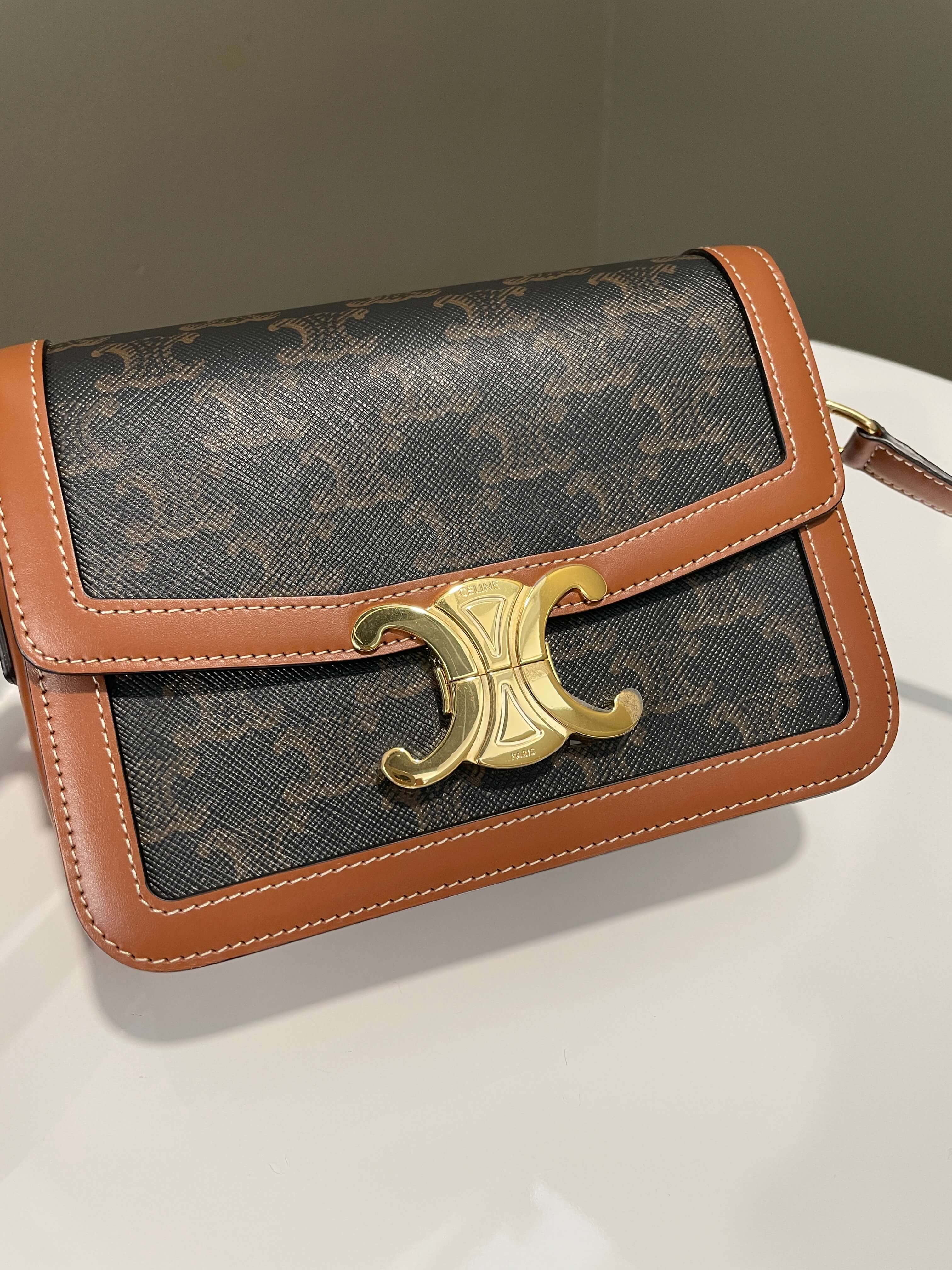 Celine Teen Triomphe Tan Canvas
