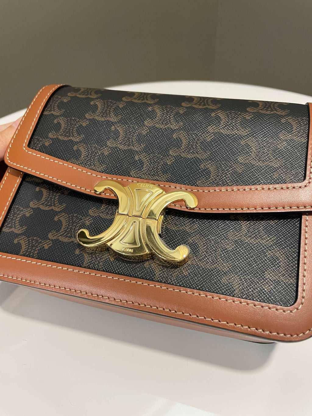 Celine Teen Triomphe Tan Canvas