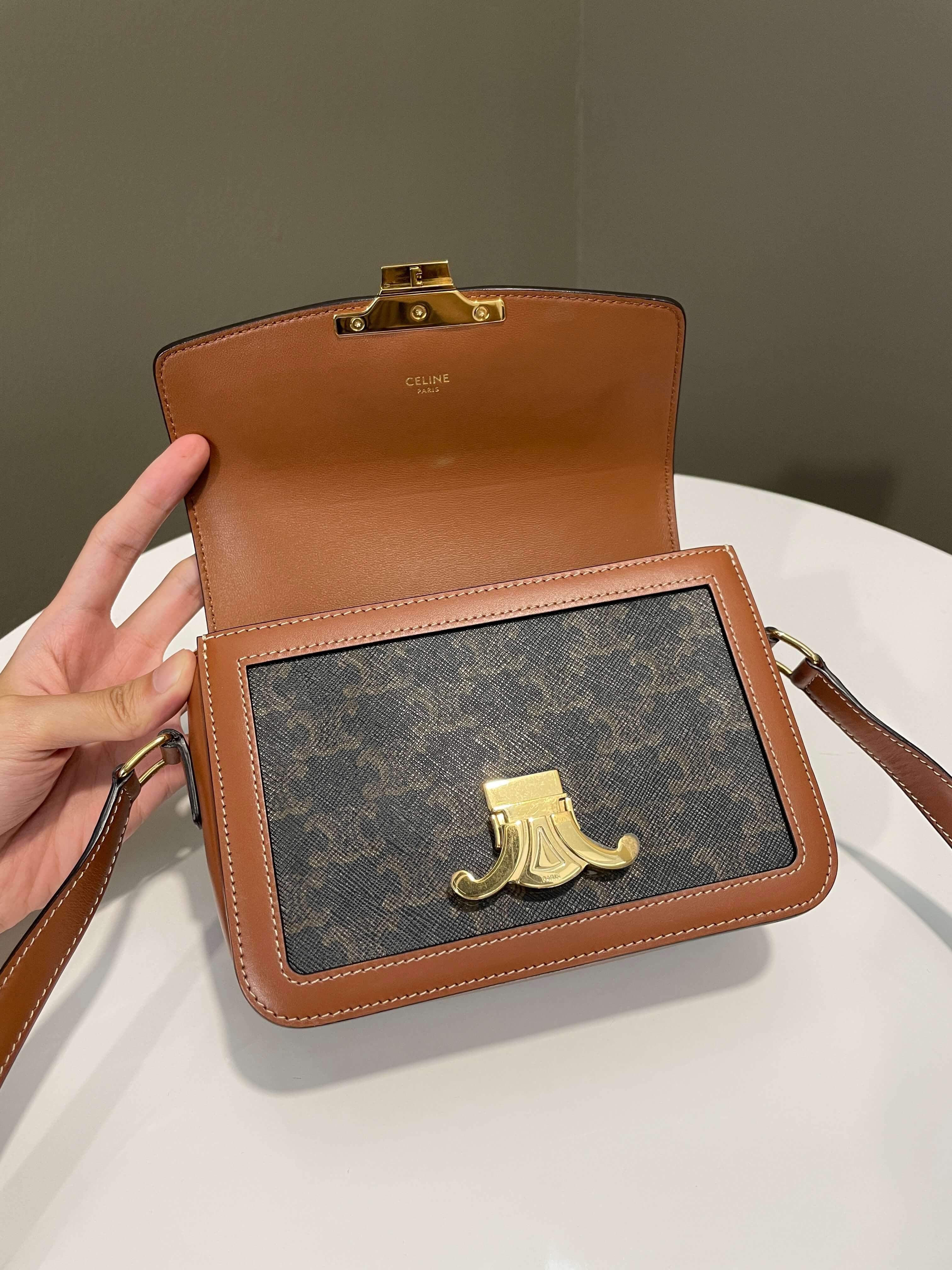 Celine Teen Triomphe Tan Canvas