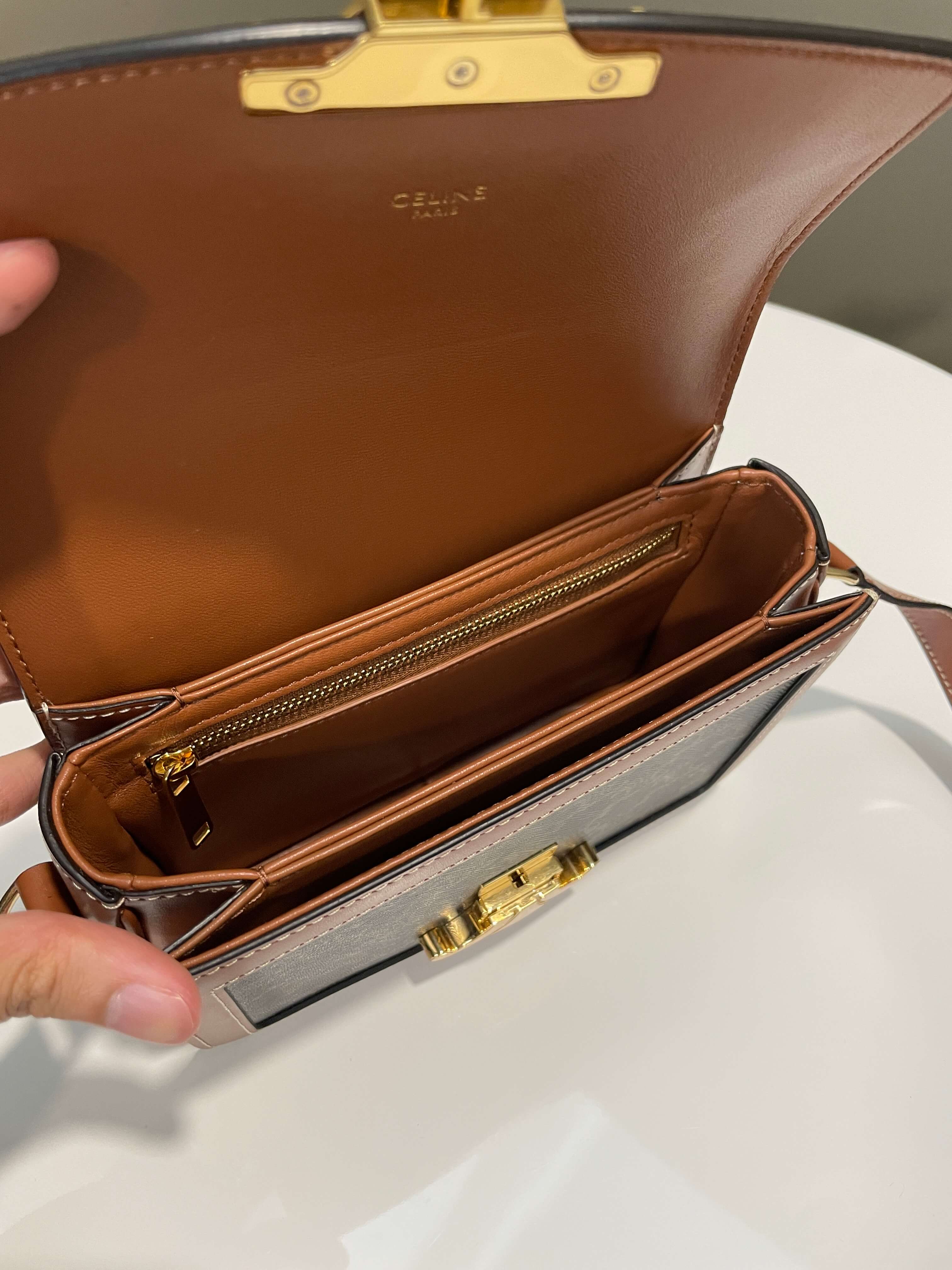 Celine Teen Triomphe Tan Canvas