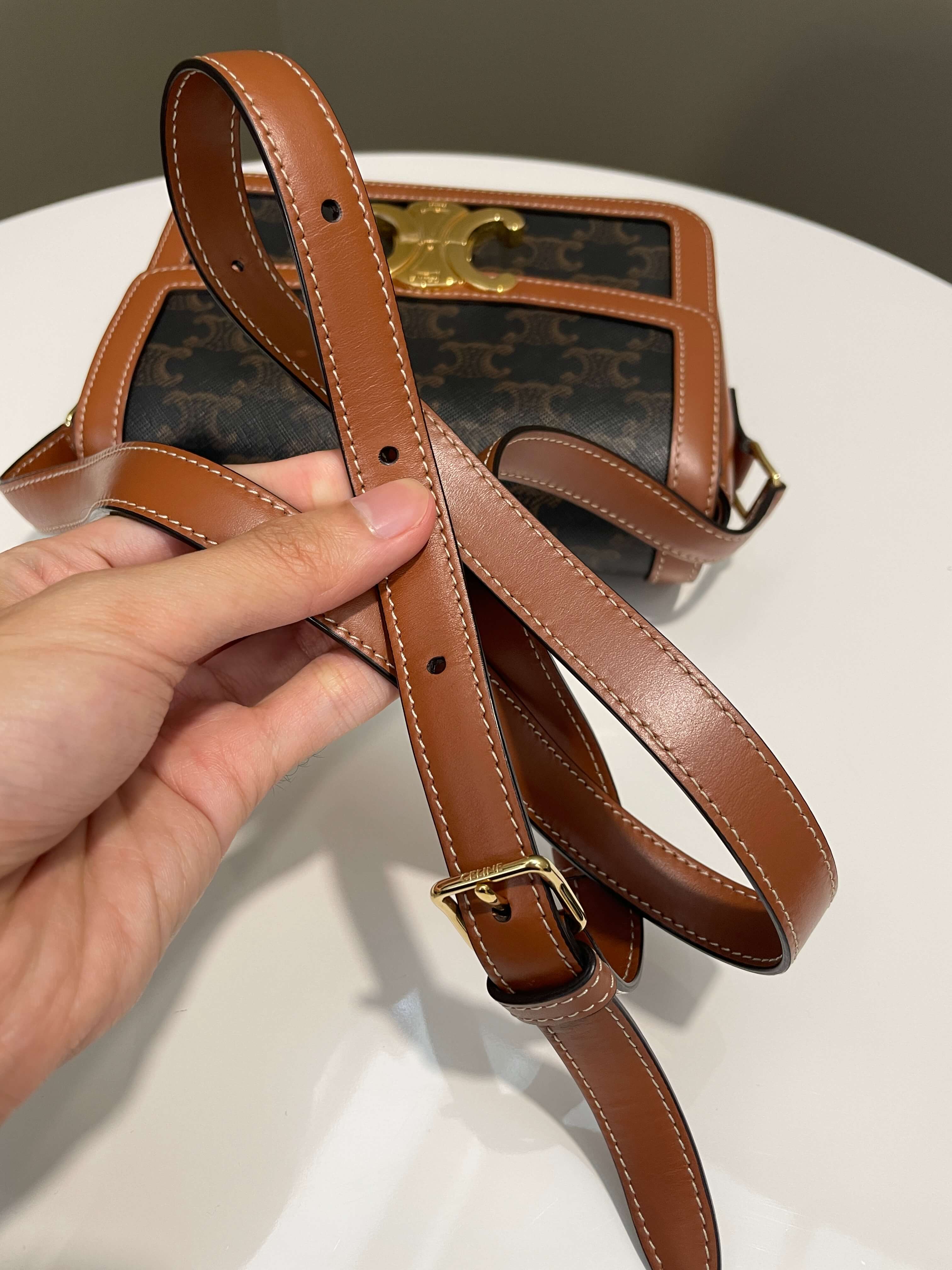Celine Teen Triomphe Tan Canvas