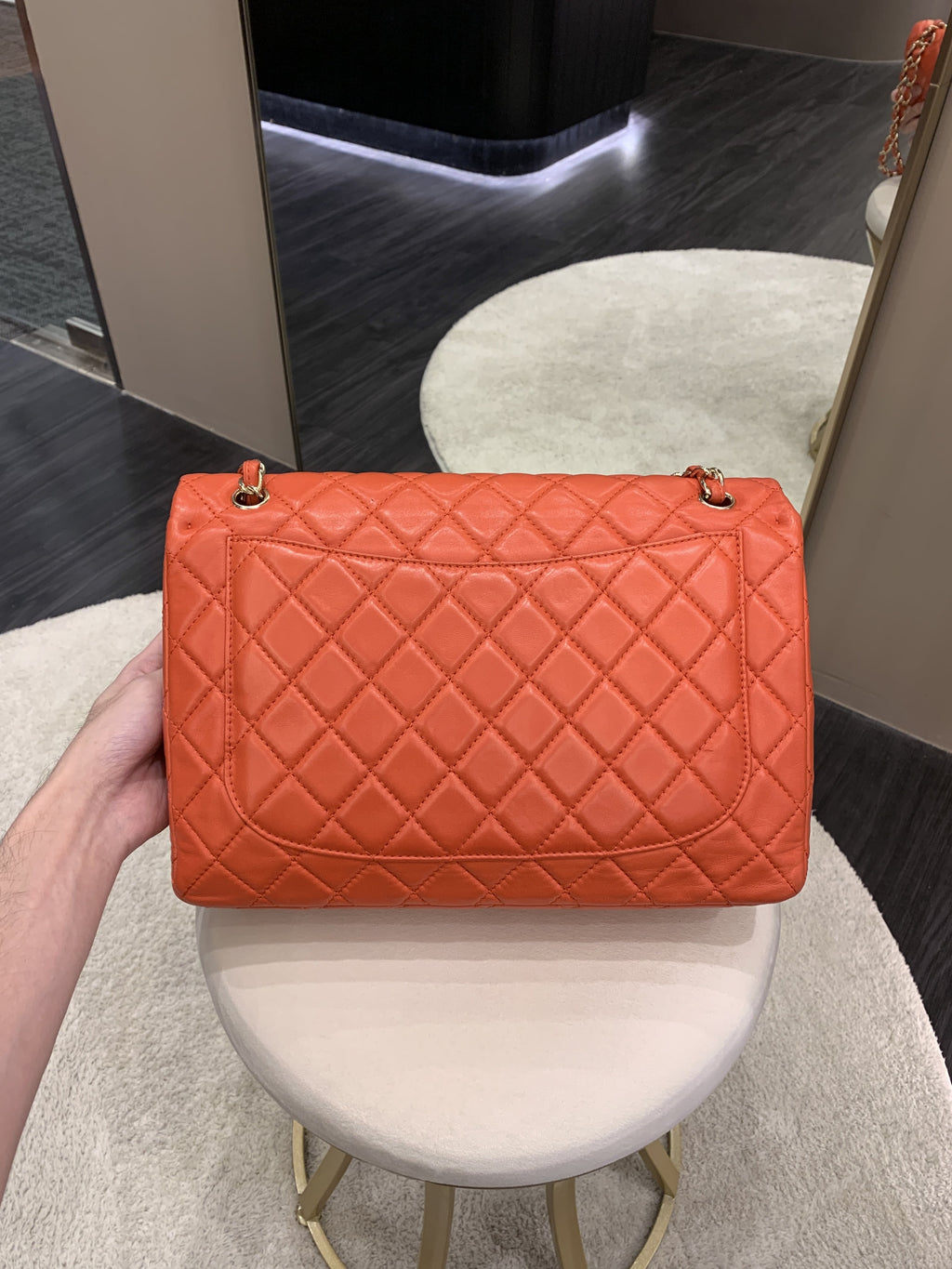 Chanel Quilted Cc Flap Bag Vermillion Lambskin