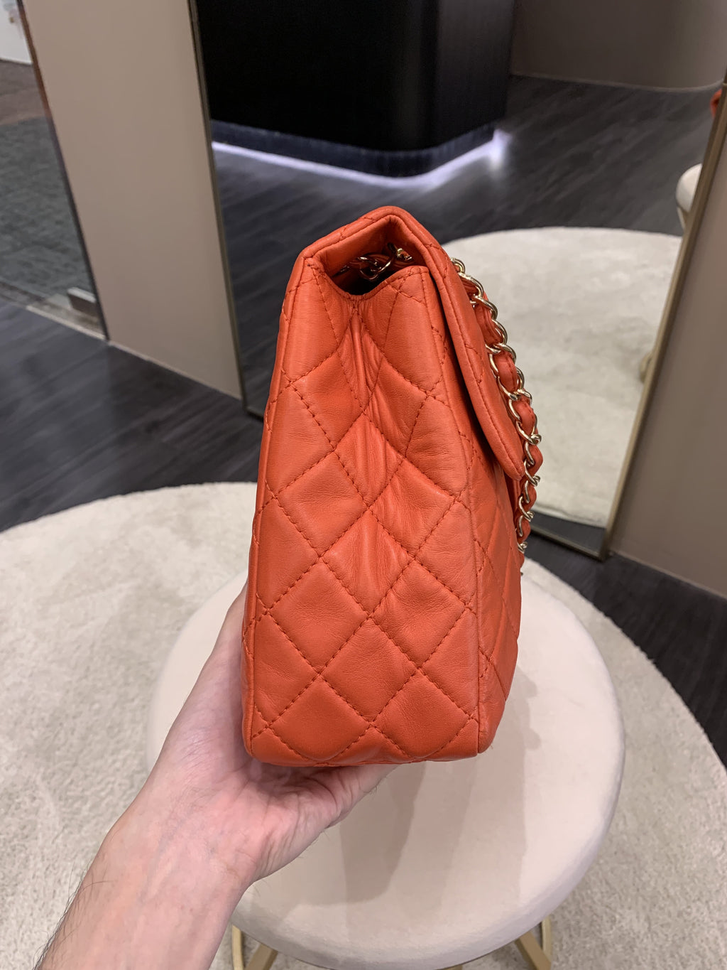 Chanel Quilted Cc Flap Bag Vermillion Lambskin