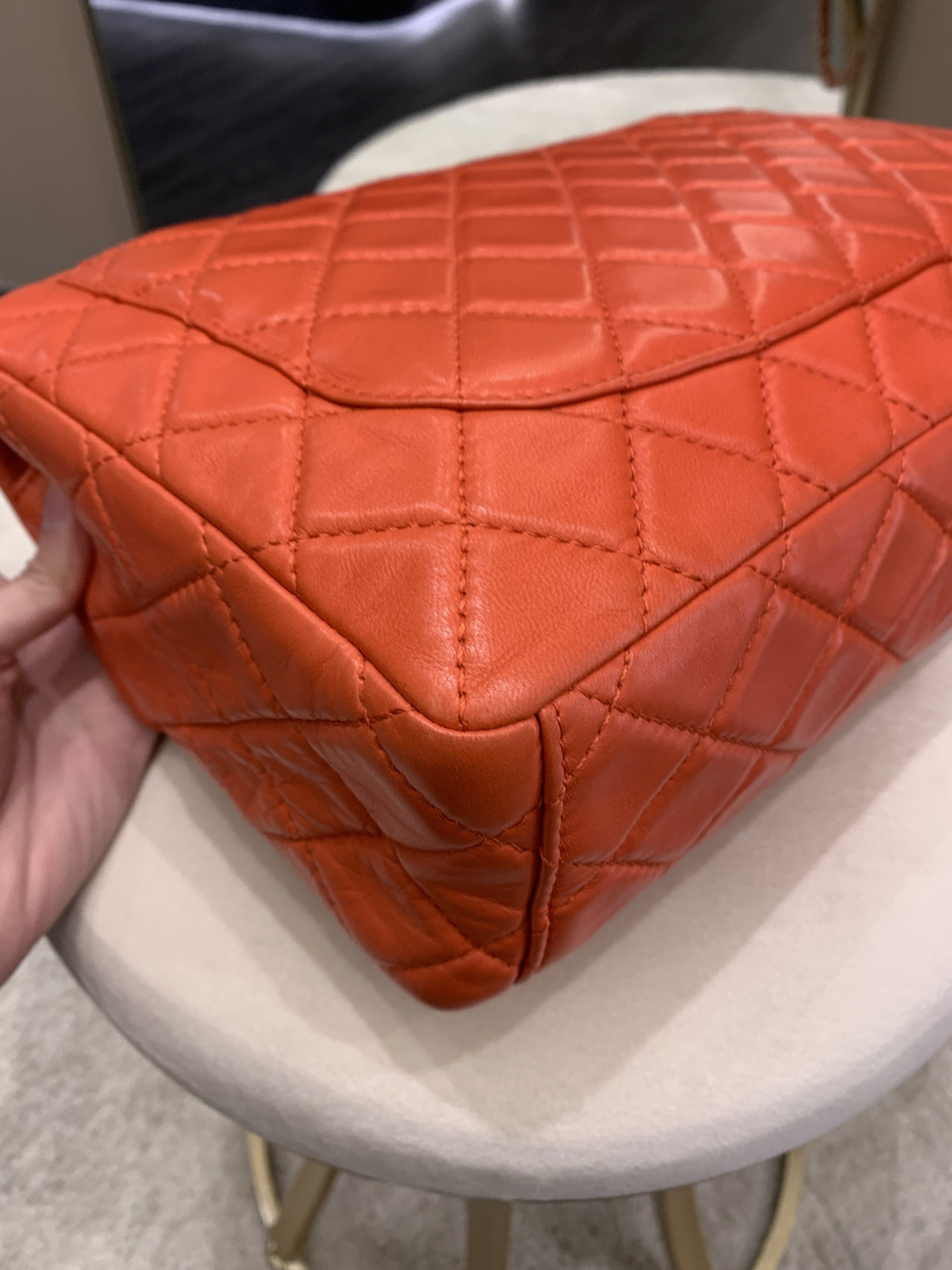Chanel Quilted Cc Flap Bag Vermillion Lambskin