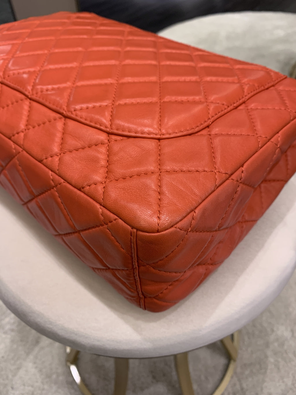 Chanel Quilted Cc Flap Bag Vermillion Lambskin