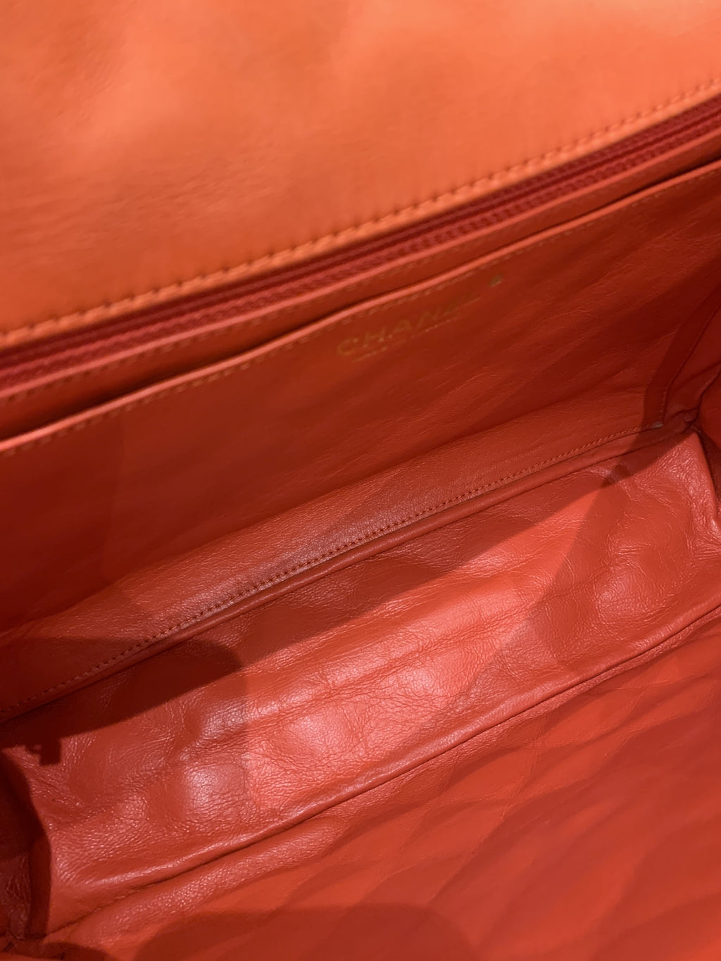 Chanel Quilted Cc Flap Bag Vermillion Lambskin
